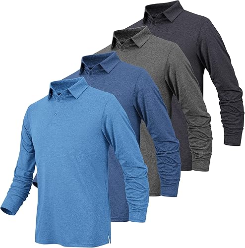 BALENNZ Polos de manga larga para hombre, absorben la humedad, camisas polo de manga larga para hombre, polos de golf de secado rápido para hombres