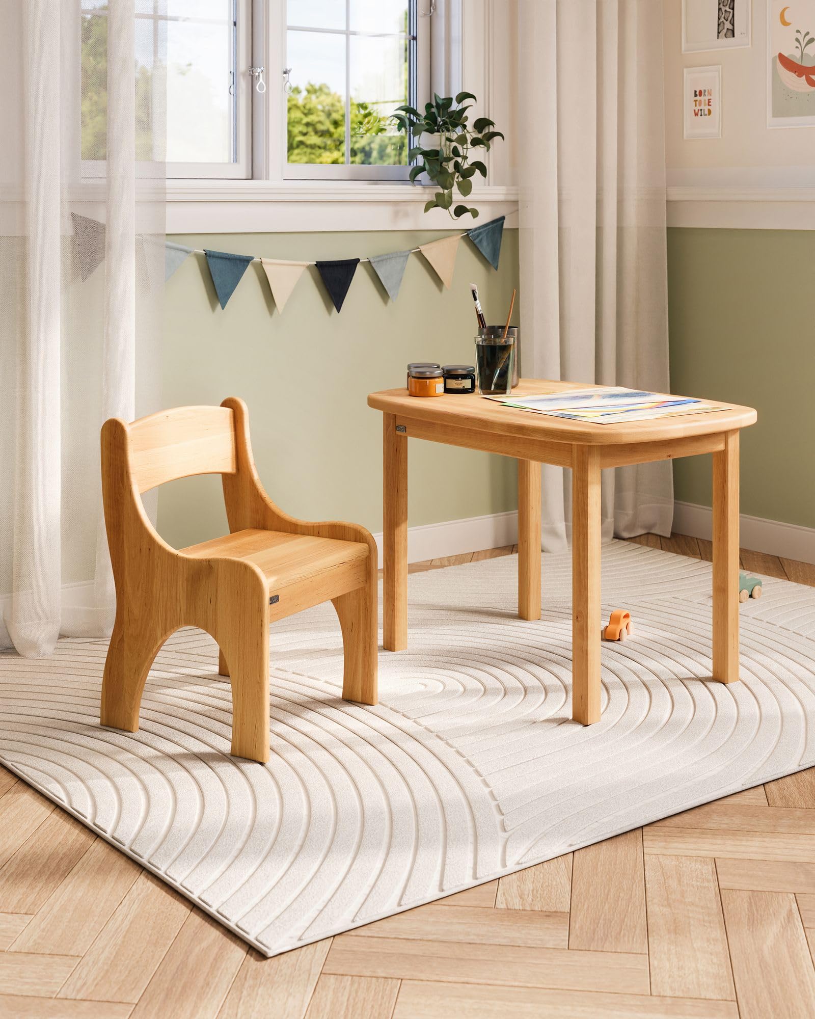 Original Levin Sitzgruppe von BioKinder® | Kindersitzgruppe Tisch & Stuhl aus Bio-Erlen-Massivholz, natürlich geölt