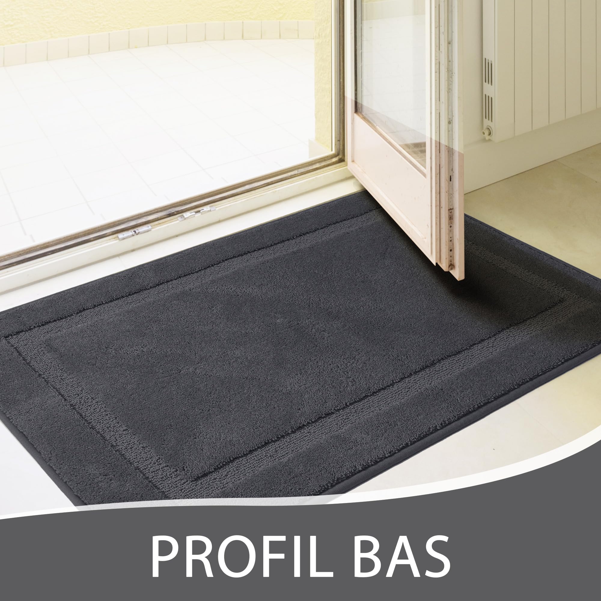 Tapis Entrée Intérieur Antidérapant, Paillasson Attrape-Poussière,Lavable en Machine,Tapis de Sol Absorbante et Doux pour Chien,Entrée, Porte,Chambre,Gris,60cm x 90cm