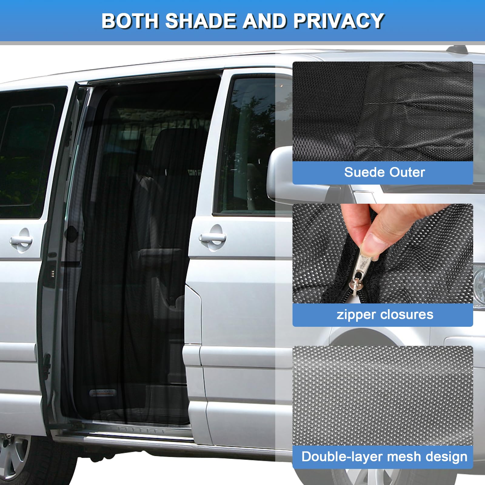 Magnetische insectenbescherming, op maat gemaakt voor VW T6, autoinsectennet, muggennet voor schuifdeur, ritssluiting in het midden Magnetische insectenbescherming, op maat gemaakt voor VW T6, autoinsectennet, muggennet voor schuifdeur, ritssluiting in het midden