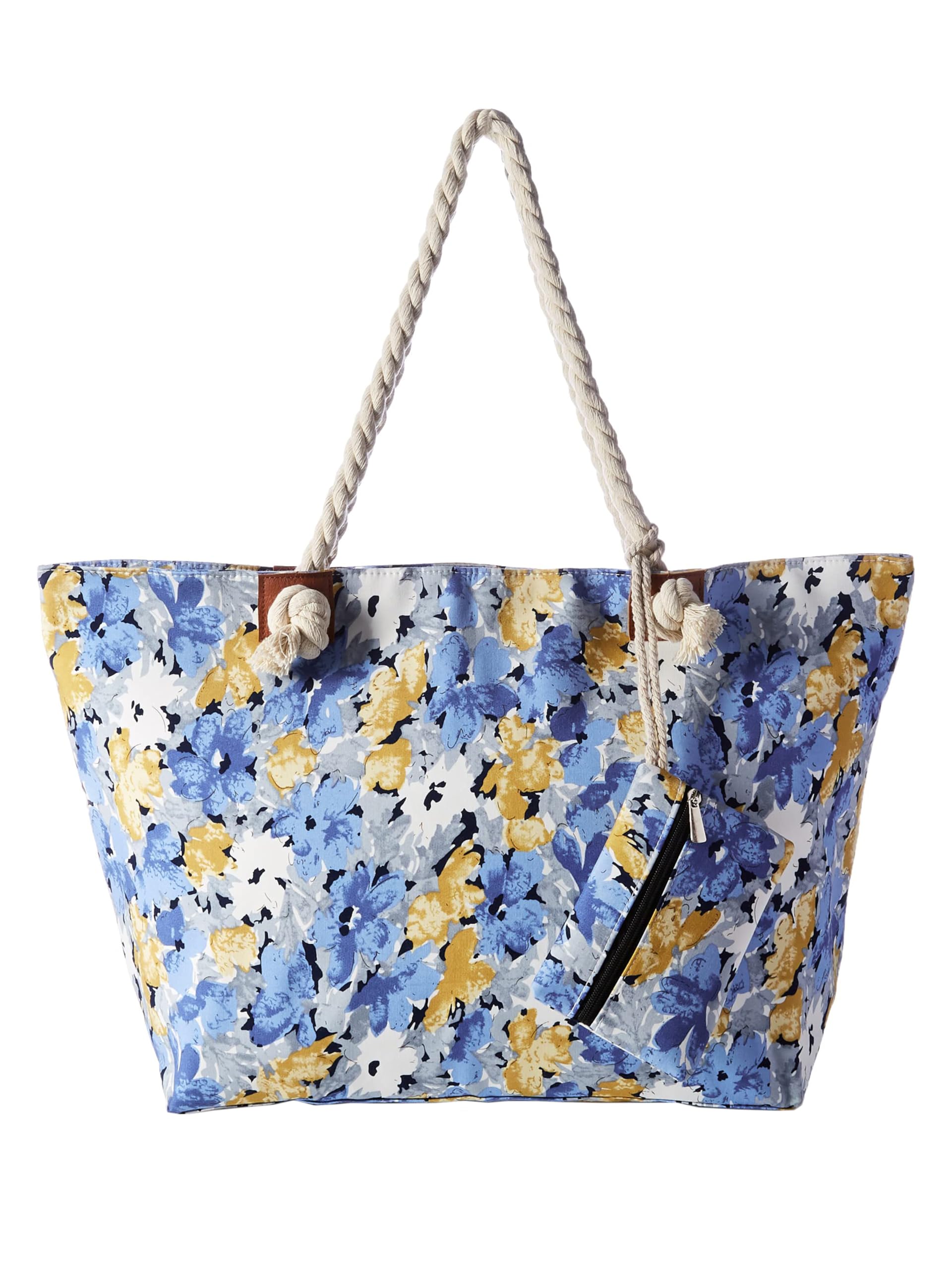 DonDon große Strandtasche XXL mit Reißverschluss - Umhängetasche Damen - große Badetasche für Urlaub vielseitige Shopper Tasche Damen für Strand Urlaub Must Haves Beach bag - Aquarell