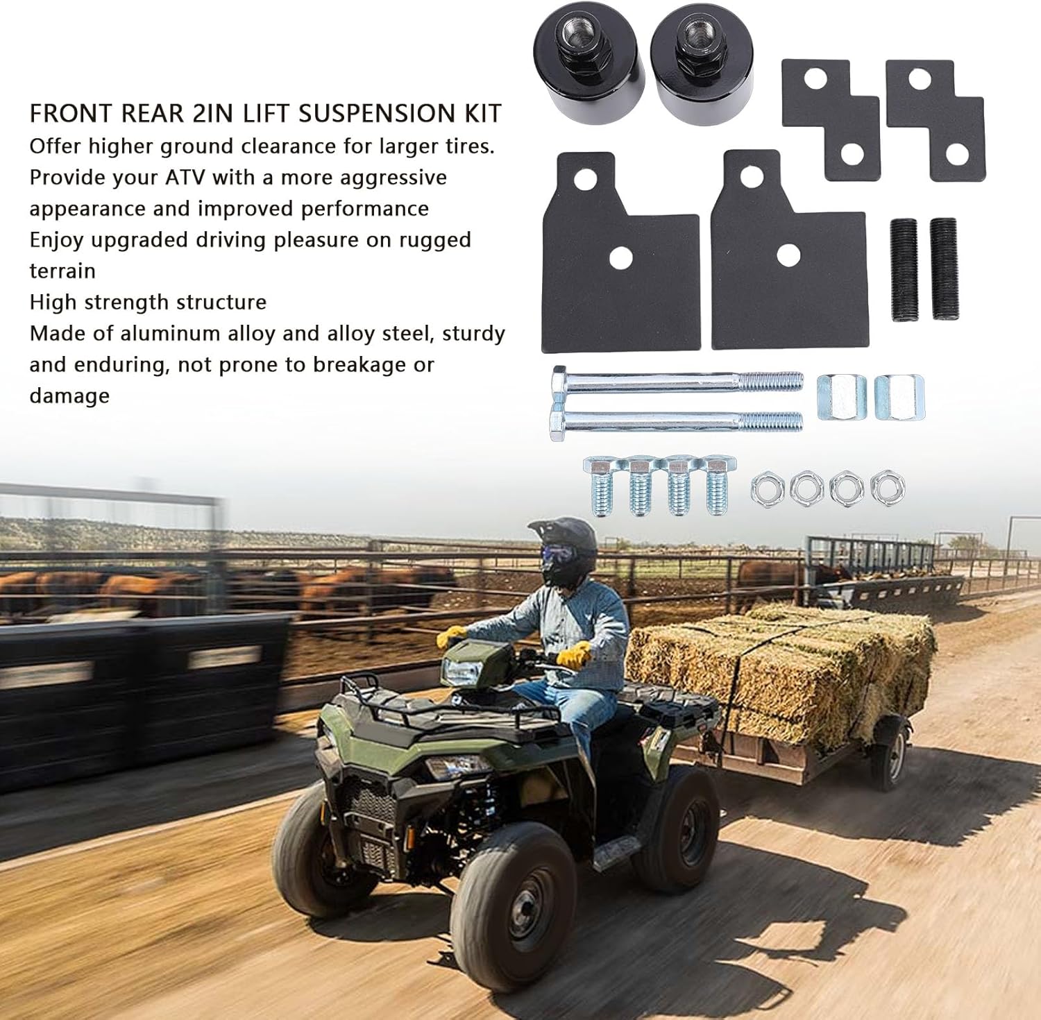 Luocute 2 Inch Full Suspension Lift Kit, Front and Rear Rise Mount Brackets with On Design for Sportsman 500 570 600 700 800 1999-2025, Front Rear Lift Full Suspension Kit