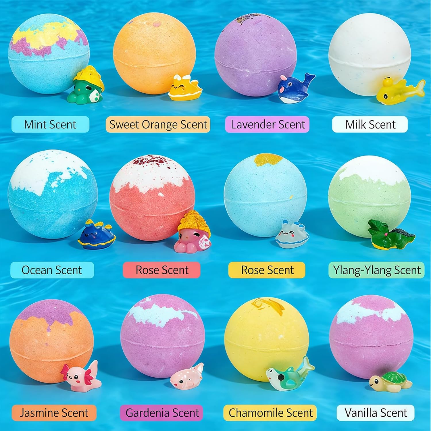 Bath Bombs for Kids with Toys Inside, Easter Egg Bath Bombs for Kids, Includes Extra-Large Bubbles and Surprise Bubble Eggs Organic Relaxation Set (Ocean)