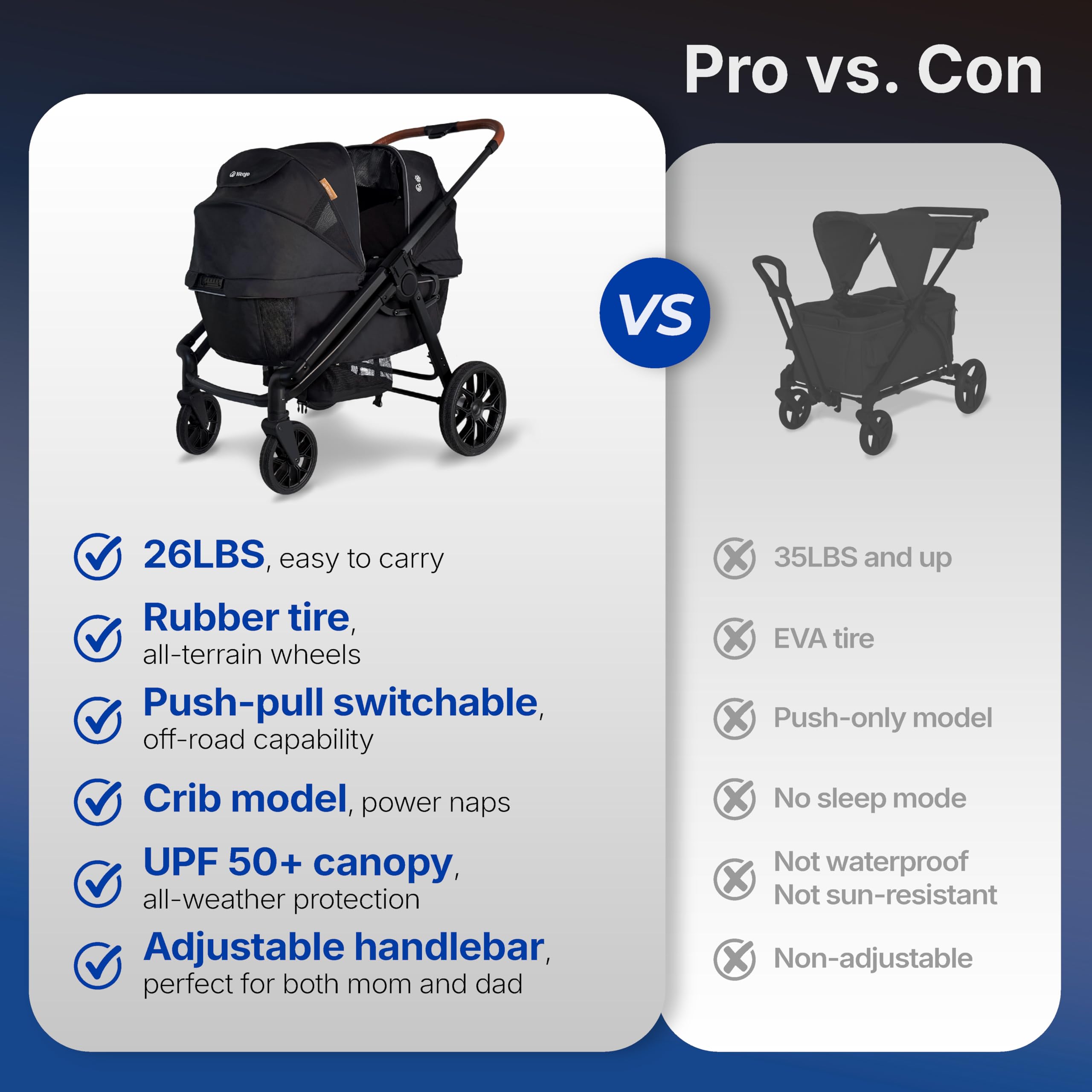 Tandem Wagon Kinderwagen für 2 Kinder, All-Terrain mit abnehmbarem UV-Schutzdach, verstellbarem Schiebe-/Ziehgriff, Snack-Tablett und Getränkehalter, perfekt für Baby und Kleinkind (Khaki)