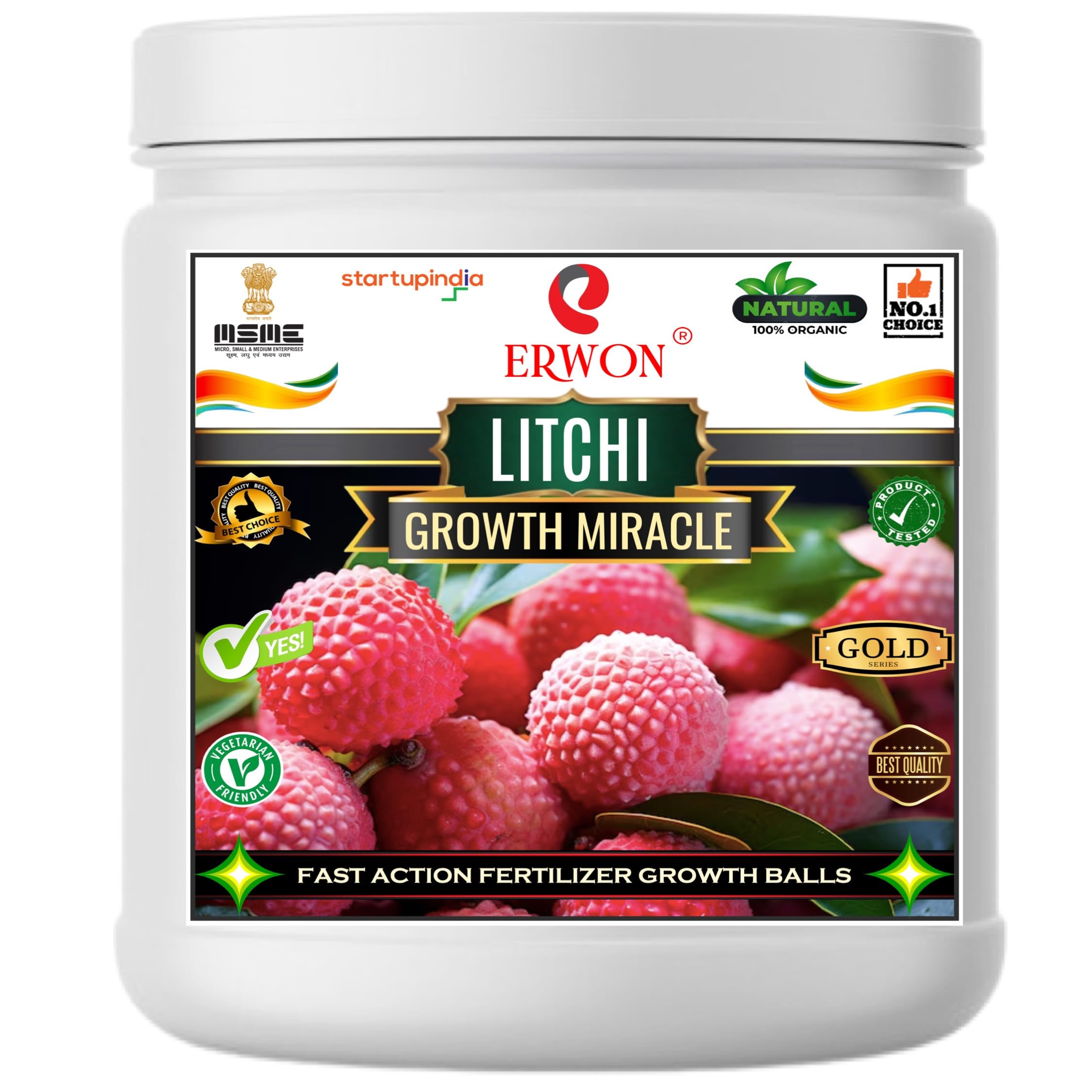 Erwon® Litchi GROWTH MIRACLE Fertilizer, Fast Action Organic Granules for rapid Growth and Heavy Flowering and Bigger Fruits. (200 gm)-picture-47
