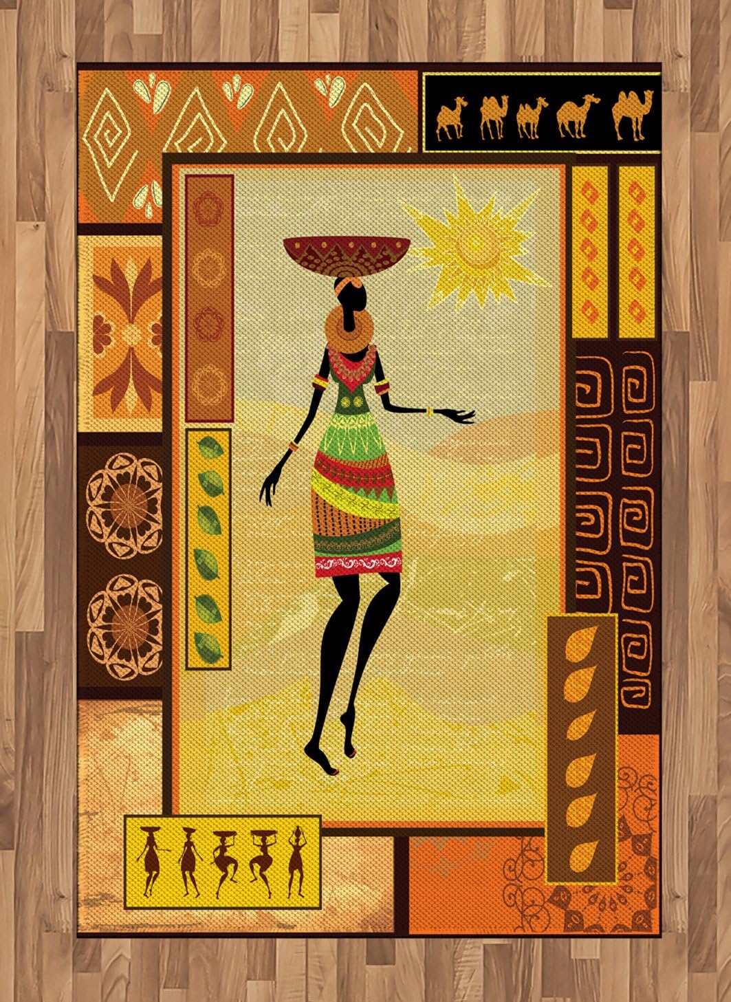 Ambesonne African Area Rug, Girl Dressed in Under Sun Folk
