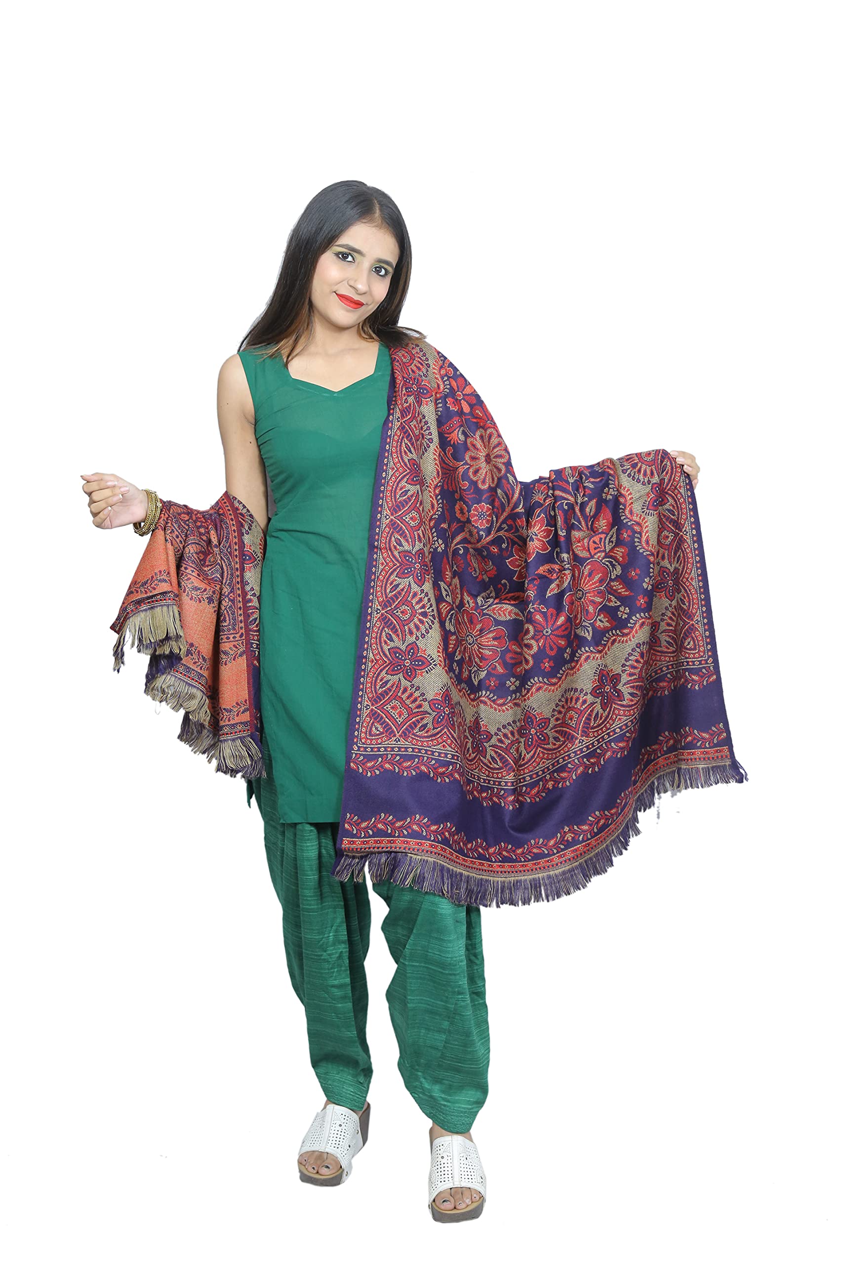 Women's Acrylic Fibre (Fresh) Shawl | 80" x 40" | Navy | TWCED101ST_Navy