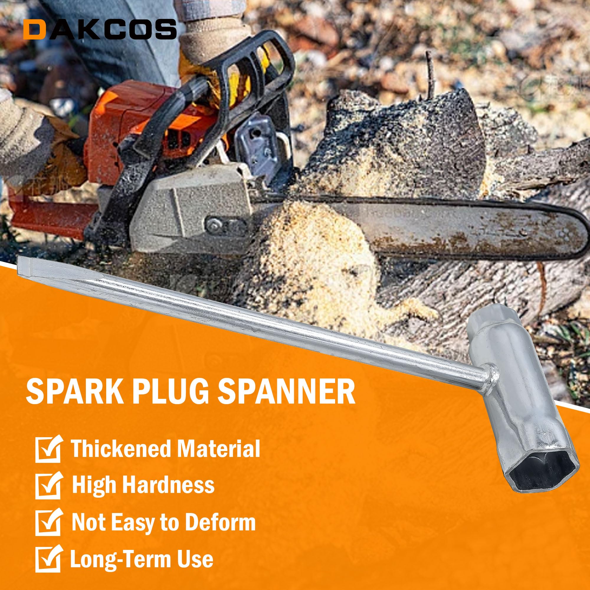 DAKCOS Combination Spanner, Spark Plug Spanner, T-Spanner, Chainsaw Spanner, 13 mm x 19 mm for Chainsaws, Silver - Image 3