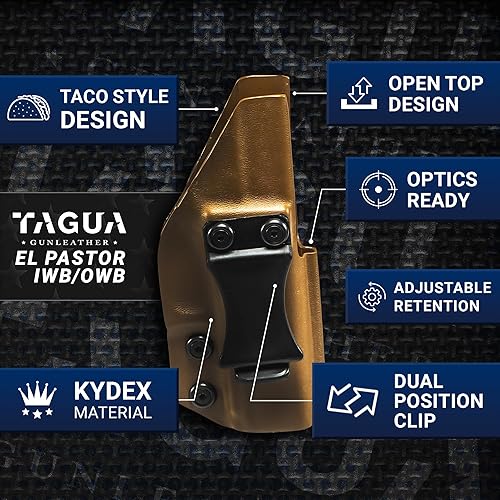 Miniatura 3 de TAGUA GUNLEATHER EL Pastor Kydex - Funda para pistola óptica Kydex universal IWBOWB de 0.354 in para pistola de transporte oculta, funda para