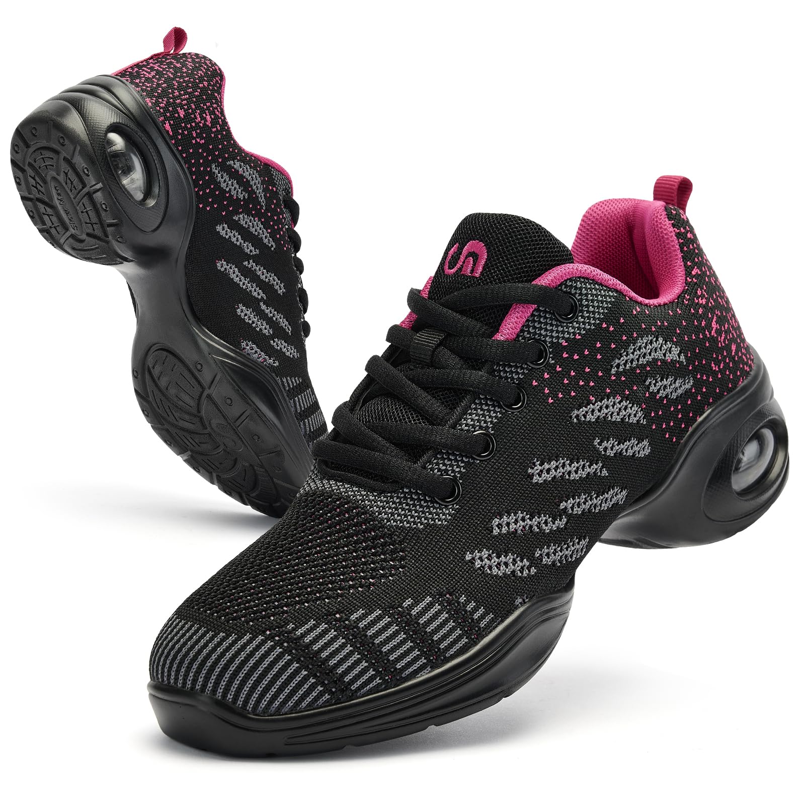 PPQWomen's Jazz Shoes Lace-up Sneakers Modern Dance Shoes Air Cushion Platform Walking Dance Shoes