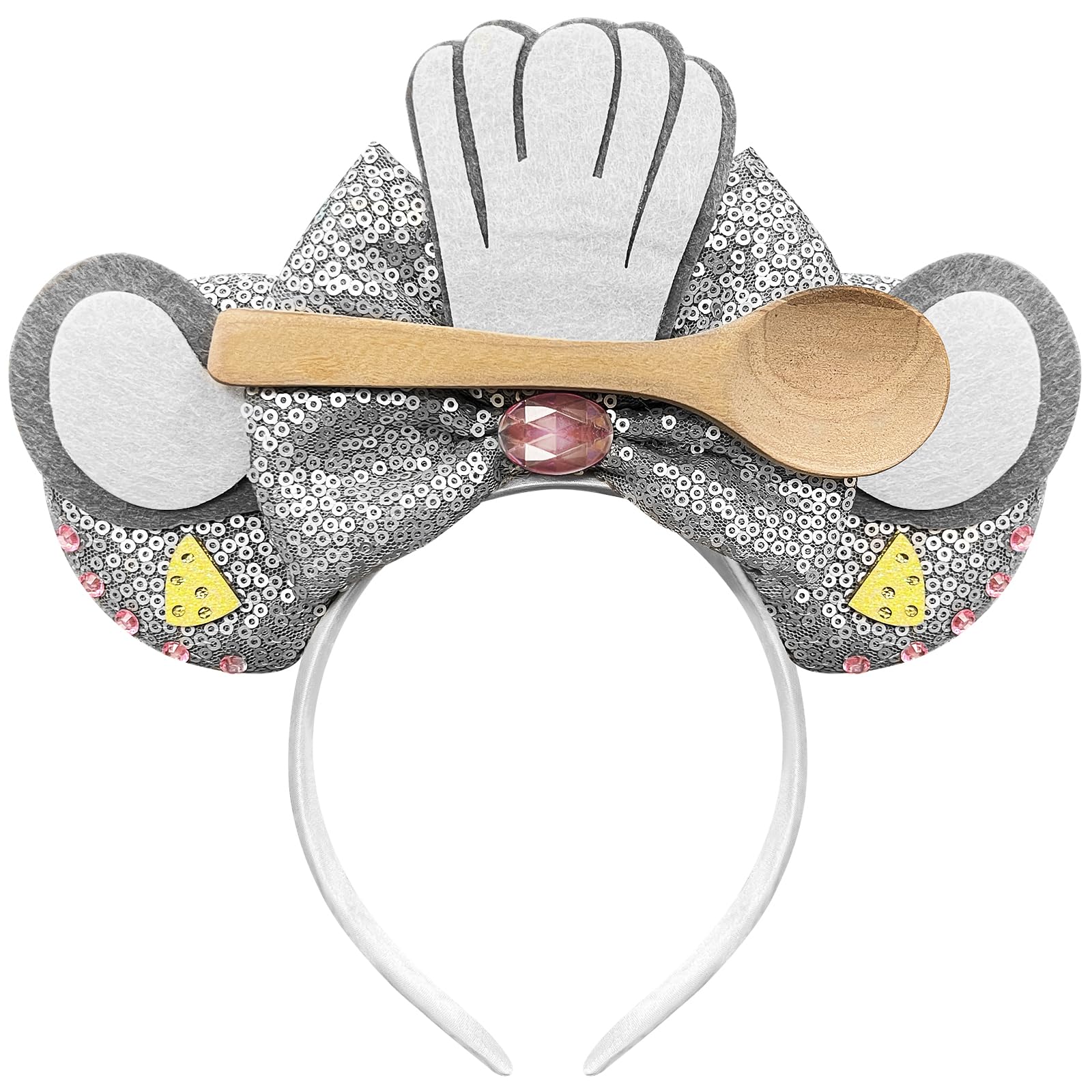 Trnerm Sequins Bow Mouse Ears Handmade Mouse Ears Inspired Cartoon Cute Theme Ears (Chef Remy)