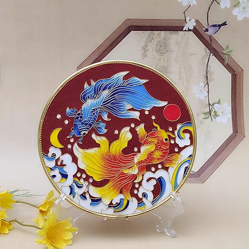 Miniatura 10 de TANZEQI Cloisonne - Kit de pintura esmaltada para pintura esmaltada china Cloisonné, arte de la carpa de la suerte, patrimonio cultural inmaterial,