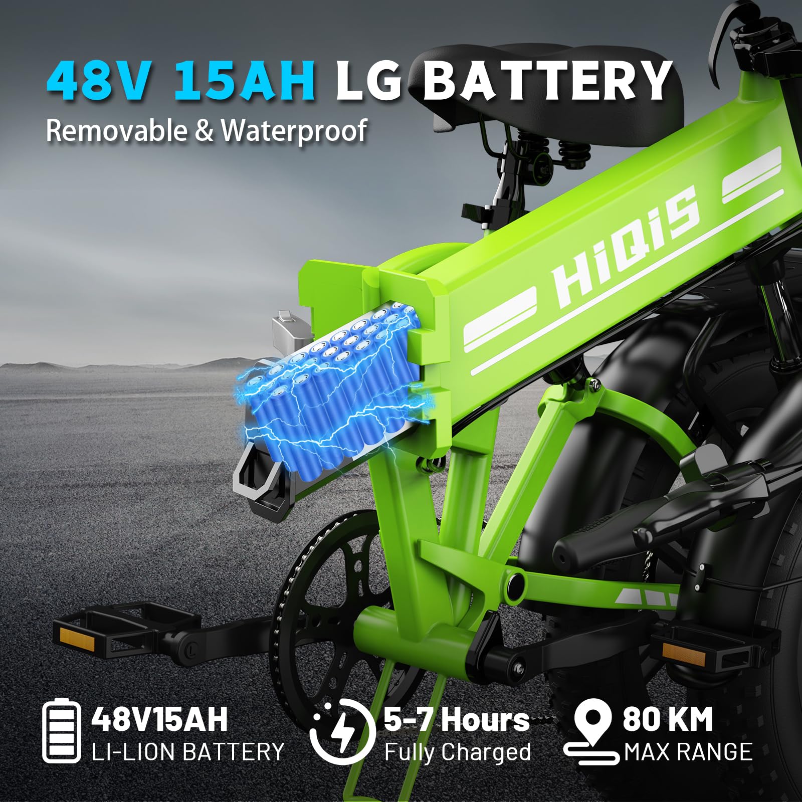 Vélo Electrique pour Adultes, 20 * 4.0 Pouces Pneus Gras, Batterie Amovible 48V 15AH/17.5AH, Moteur 250W, Jusqu'à 25KM/H, Ebike jusqu'à 50 à 90 KM, Vélo électrique 7 Vitesses, Double Suspension