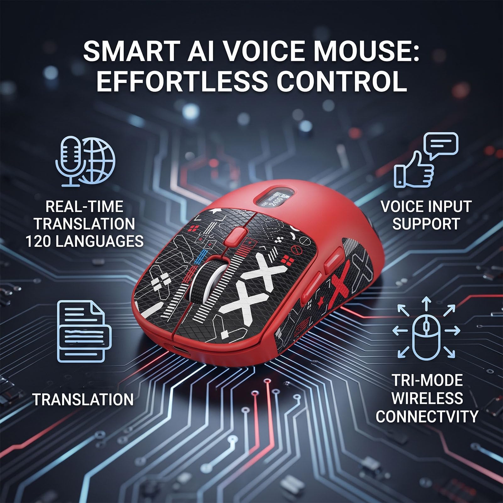 Bewinner Souris sans Fil AI Voice Mouse avec Traduction en 120 Langues