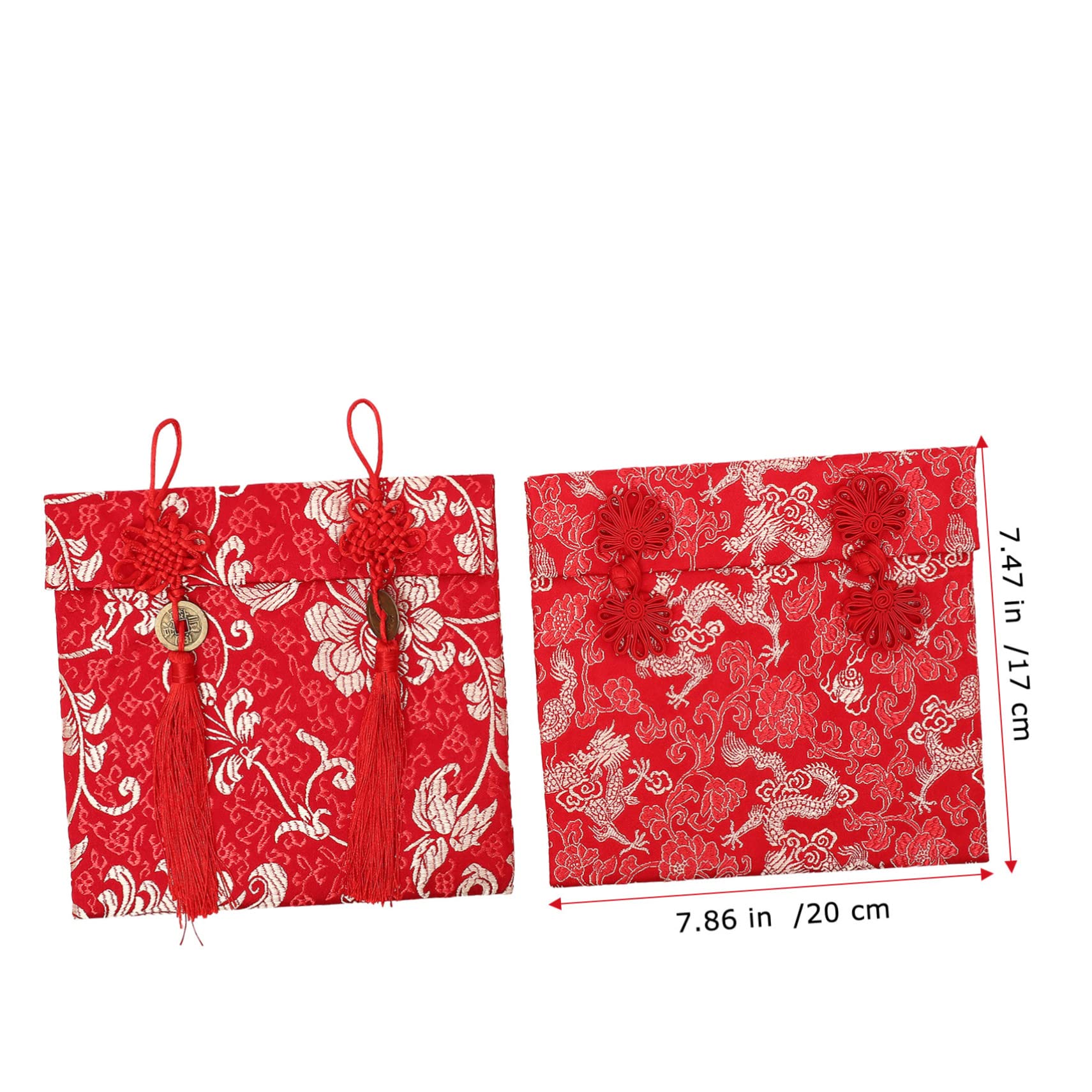 TEHAUX 10piezas Sobres Rojos De Seda Para Dinero Diseño De Chinos Paquete Para Bodas y Celebraciones Del Año Lunar