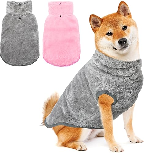 Chaqueta para perro para clima frío, paquete de 2 unidades, abrigo de cuello alto cálido de invierno para perros grandes, medianos y pequeños,