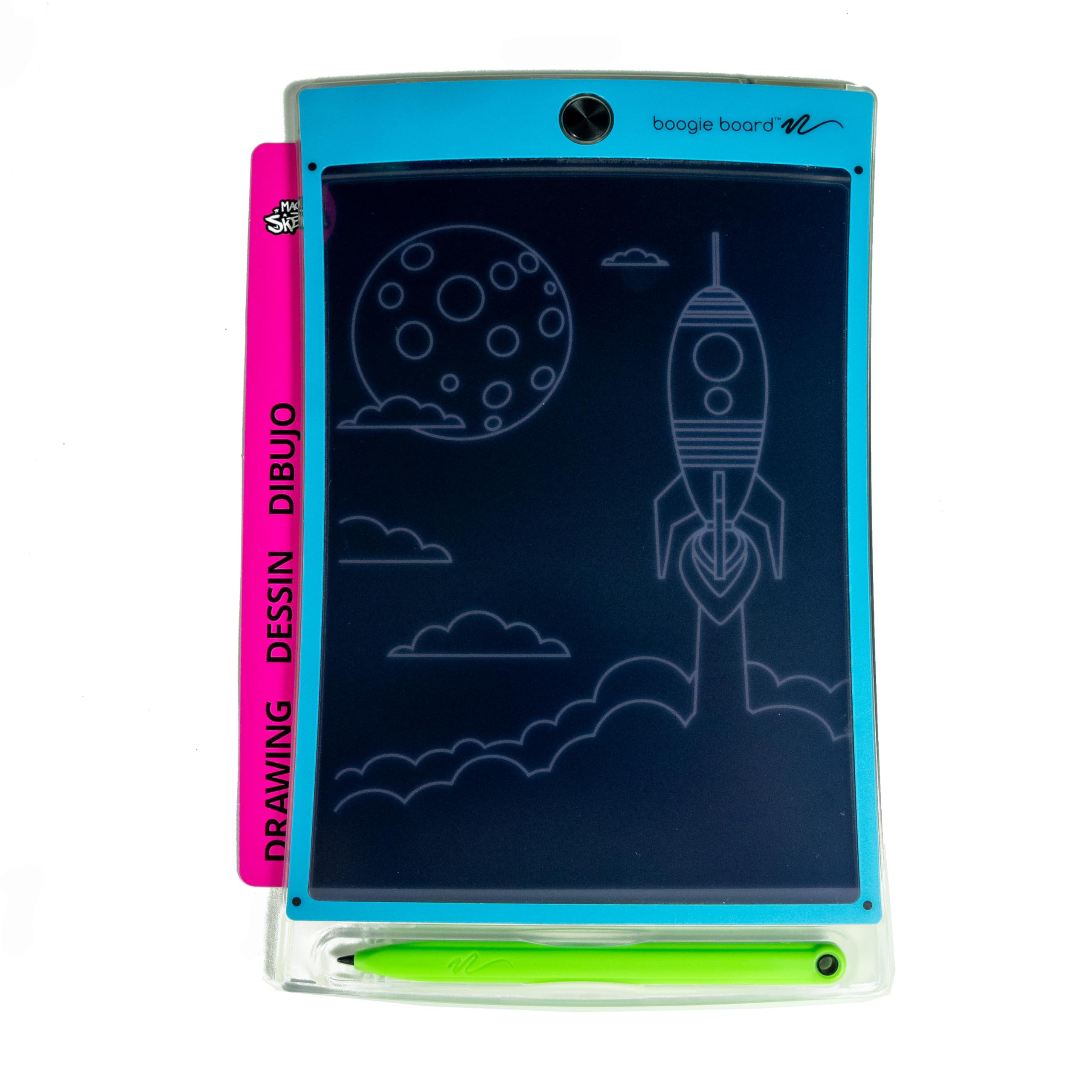Boogie BoardTravel Magic Sketch Colorburst Drawing Pad, Green Stylus, 3 Double-Sided Templates for Drawing, Writing, and Tracing, Ages 4+ - Blue Bezel