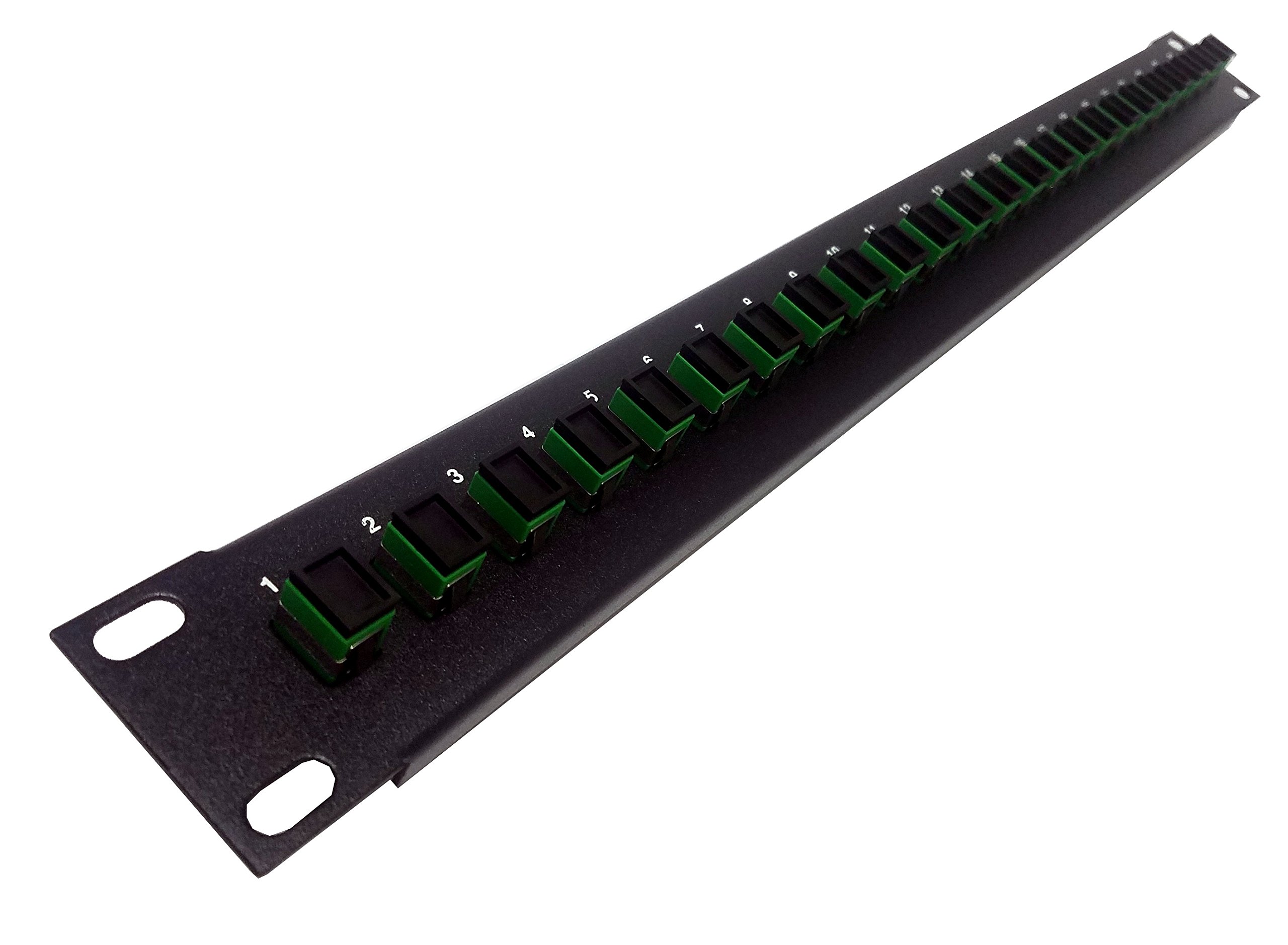 24 Port SC Fiber Patch Panel APC Singlemode (Green Couplers) (Loaded 1u) 19"
