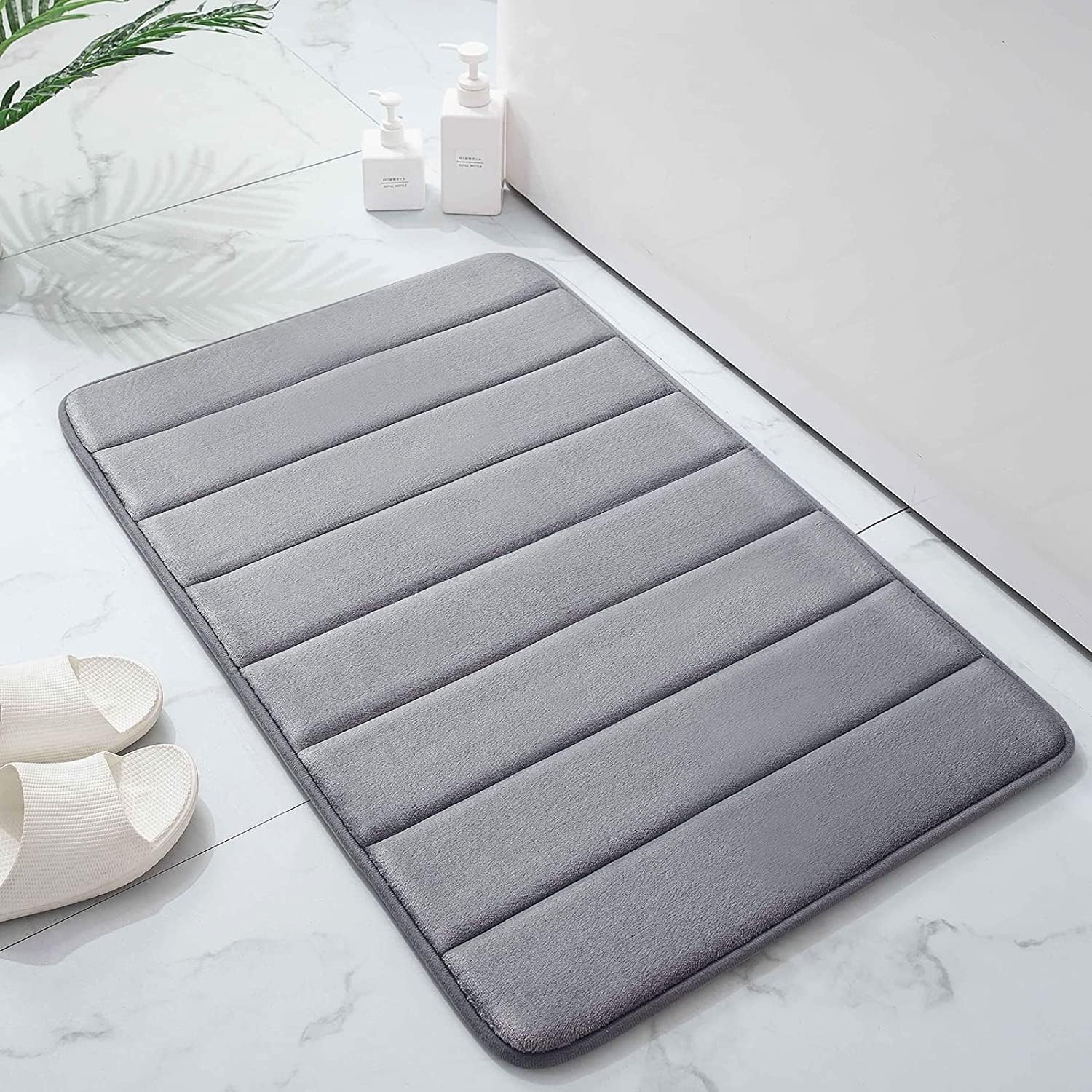 SKY-TOUCH 2 Pack Non-Slip Bath Mat Memory Foam, 50x80cm Bathroom Mat Soft & Comfortable Bath Mat With Highly Absorbent Bathroom Mat Non Slip for Shower, Tub and Floor