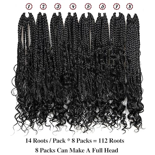 Miniatura 2 de Trenzas de ganchillo bohemias de cabello de ganchillo Goddess Box Braids de cabello de ganchillo de 14 pulgadas, 8 paquetes de trenzas de ganchillo