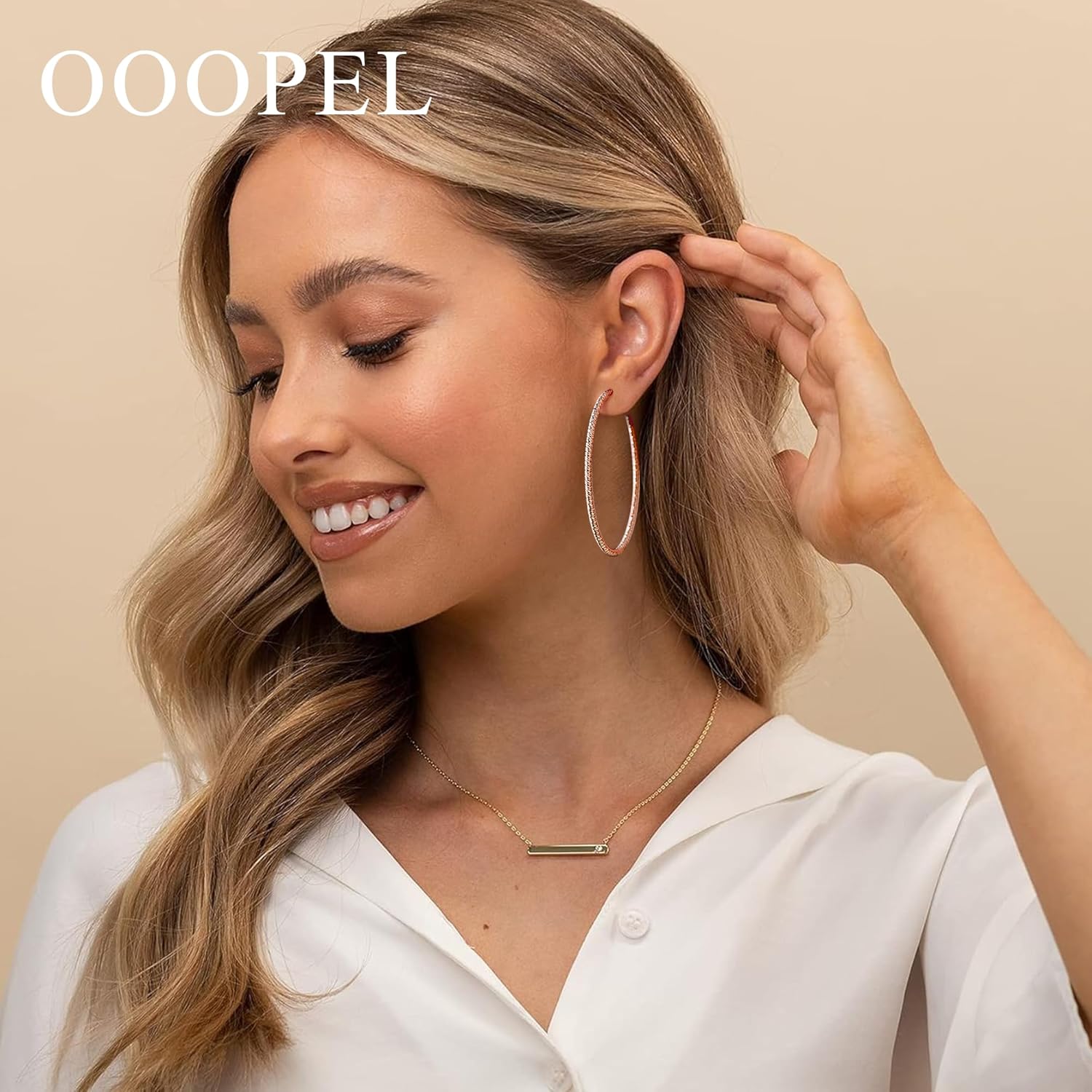 OOOPEL Gold Hoops Earrings for Women, 14k Real Gold Plated Big Earring Hoops Lightweight Earrings Hypoallergenic Large Sterling Silver Hoop Earring for Women 30MM 40MM 50MM 60MM - Image 3