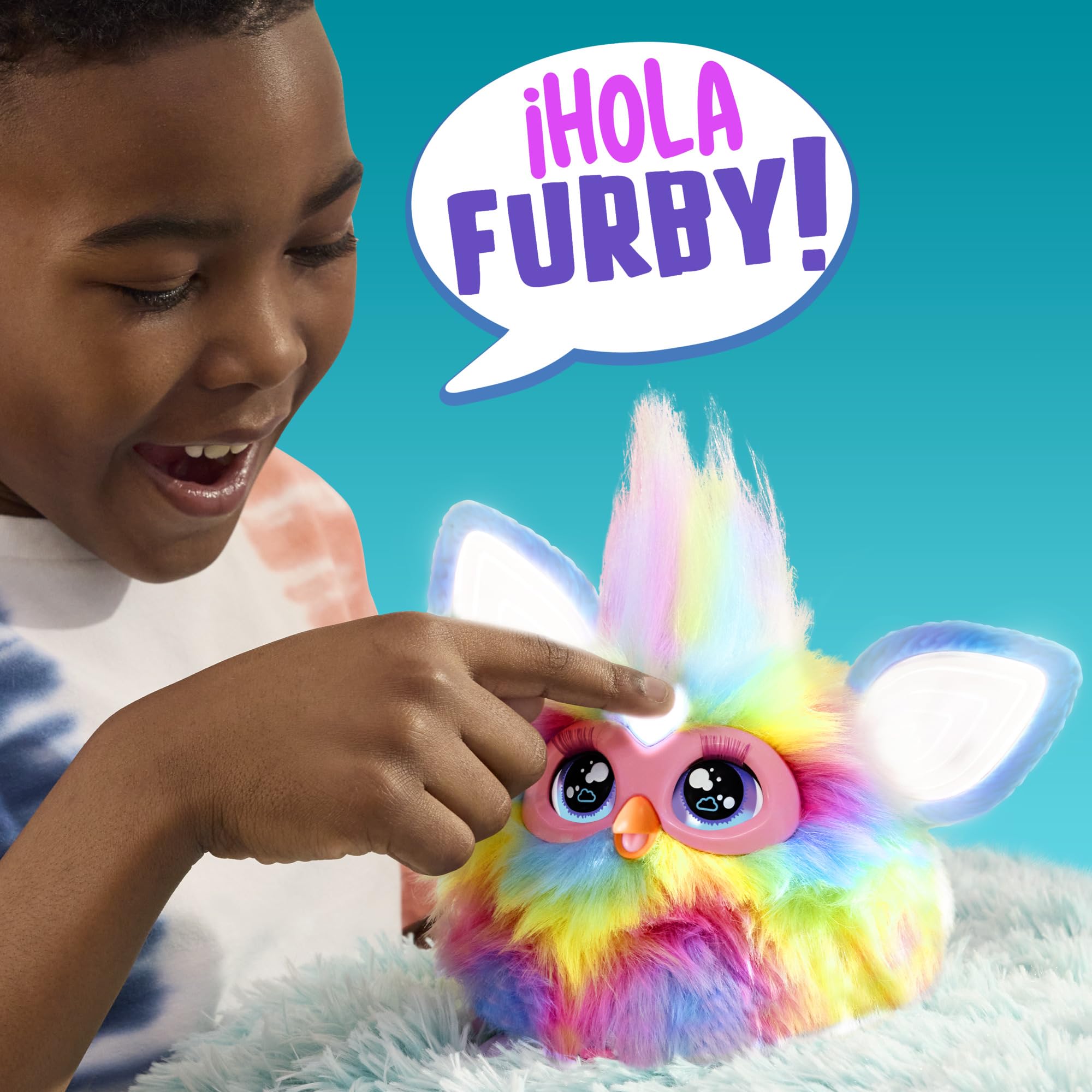 Hasbro Furby, Tie-Dye, Jouets en Peluche interactifs, Reproduction sonore, 600 réactions, Animal de Compagnie interactif à Collectionner, Heures de Plaisir, matériau sûr et Confortable, Jeux de fête