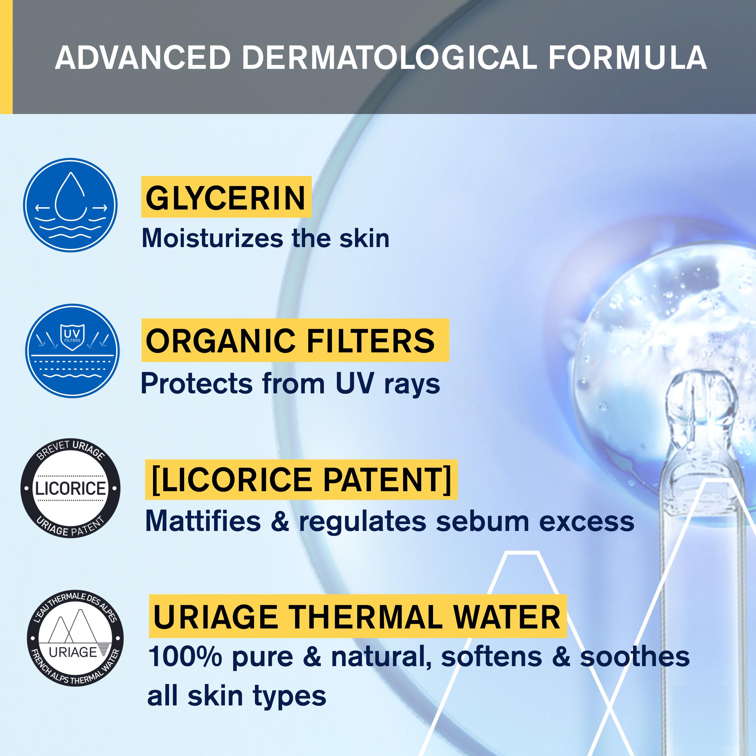 Uriage Bariésun Eau Thermale Matifying Fluid SPF50+ 50ml, Hydrating Matifying Skin Protection, Combination to Oily Skin - Image 4
