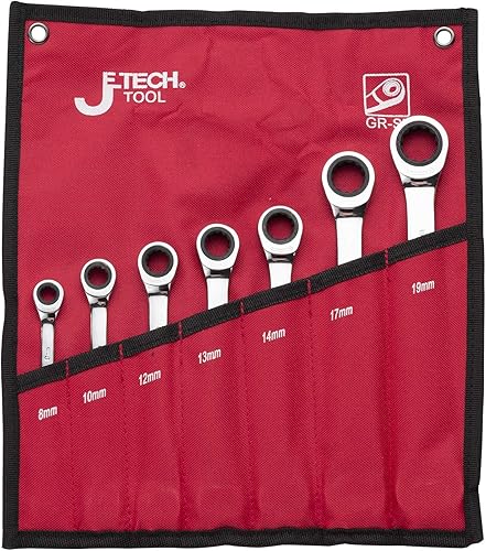 Miniatura 2 de Jetech - Juego de llaves combinadas de trinquete (20 piezas, métricas de hasta 1.260in, acero Cr-V de grado industrial, acabado en cromo pulido)