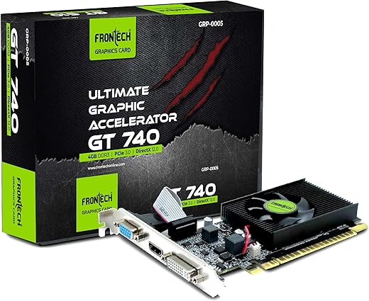 FRONTECH GT 740 Graphics Card with 4 GB DDR3 128 Bits PCIe 3.0, High Efficiency, Quality Gaming Graphics Card, Single Cooling Fan (GRP-0005, Black)