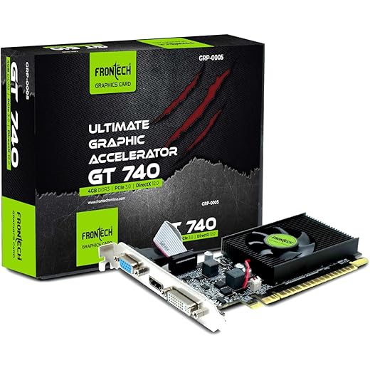 FRONTECH GT 740 Graphics Card | 128-Bit PCIe 3.0 GPU | High Performance Gaming Graphics Card with Single Cooling Fan | Desktop PC Graphics Solution (GRP-0005, Black)