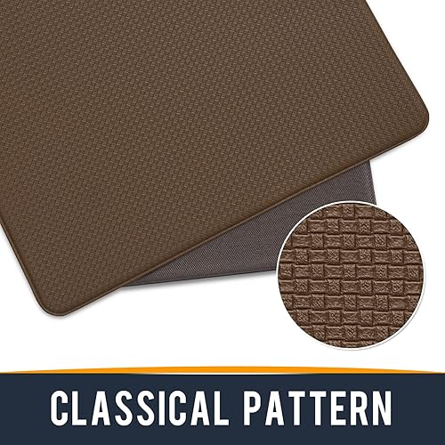 Miniatura 6 de Tapete de cocina de 2 piezas, antifatiga, acolchado, tapete de cocina para estar de pie, 17 x 59 pulgadas + 17 x 79 pulgadas, marrón