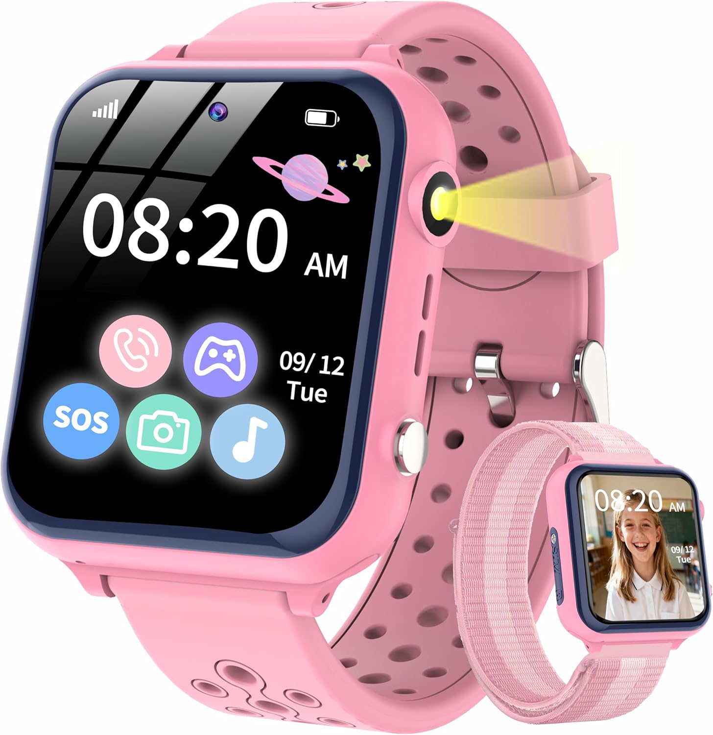 Smartwatch per bambini per bambina – Chiama telefono SOS 16 Giochi Fotocamera Video HD MP3 Calcolatrice musicale Sveglia Timer – Orologio digitale Smartwatch per bambini