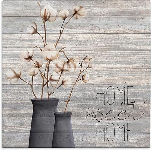 Stupell Industries Grey Sweet Home - Lienzo decorativo para pared, diseño de flores en jarrón, 17 x 17 pulgadas