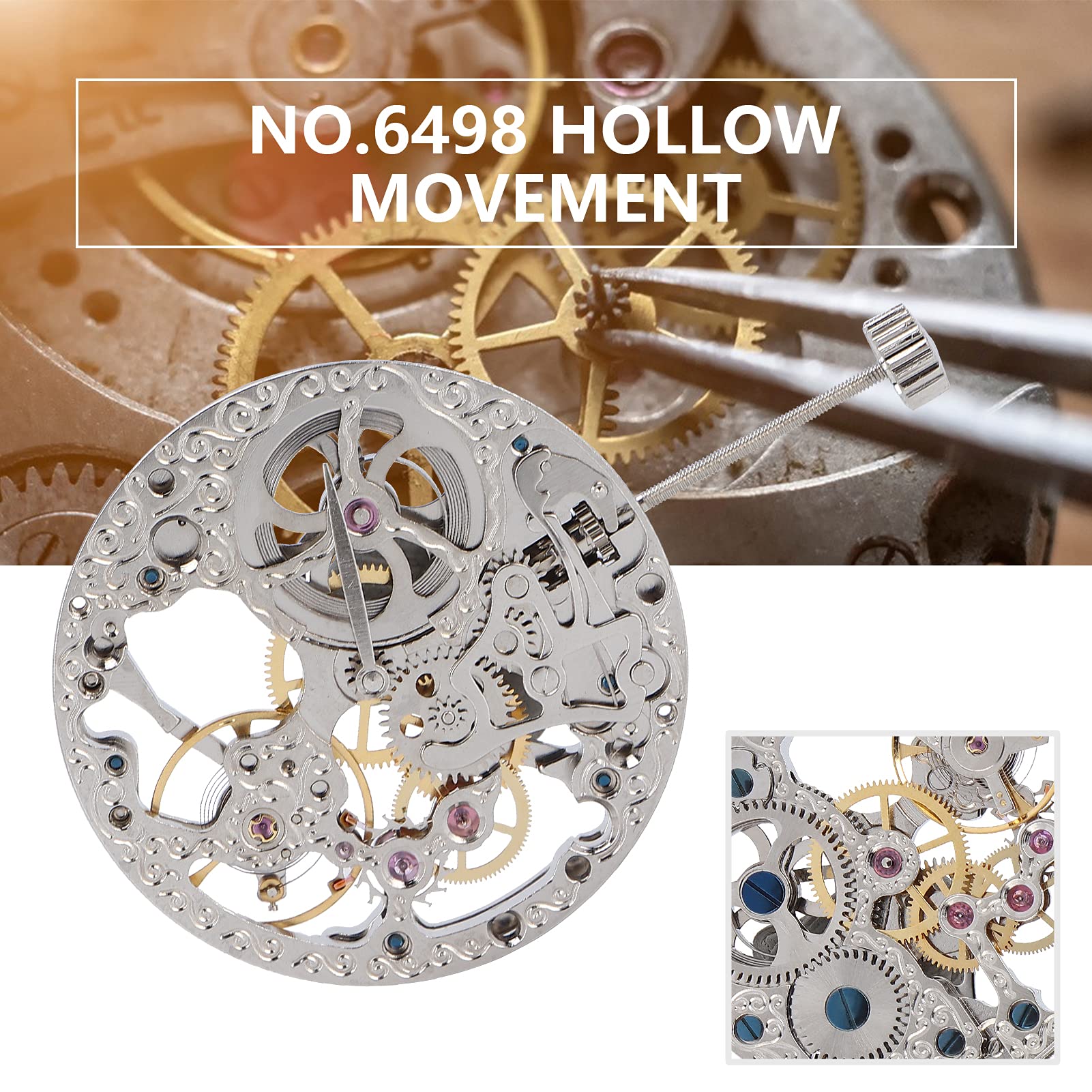 Sonew Nr 6498 Zegarek Mechaniczny z Pustym Mechanizmem Naprawa i Konserwacja Akcesoria Zamienne, średnica 3,7 Cm
