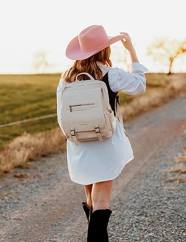 Miniatura 7 de Montana West Mochila para laptop para mujeres y hombres, unisex, vintage, mochila casual para viajes y trabajo con práctico soporte de carga