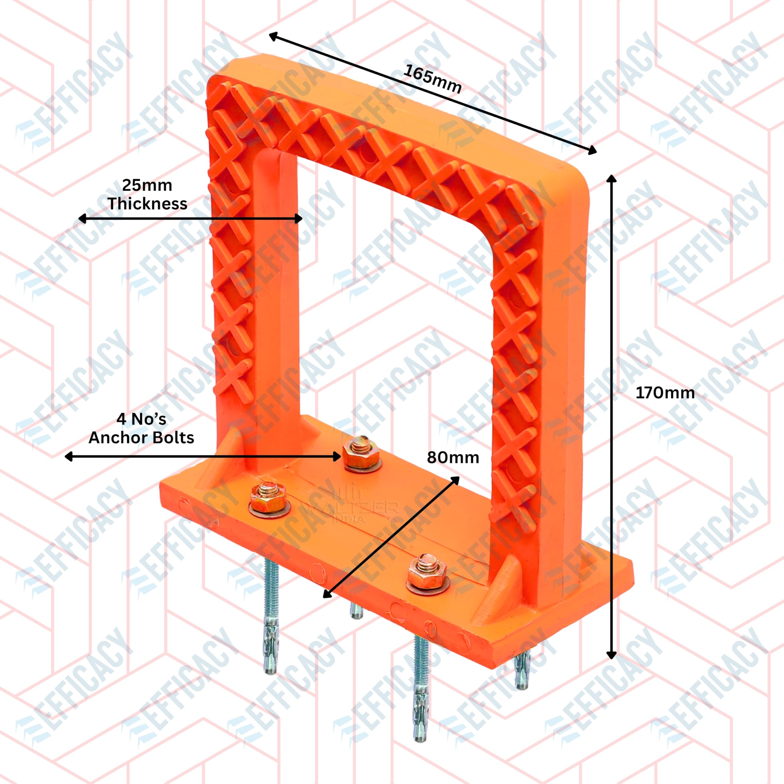 Efficacy PVC Rungs Water Tank Step Slump Step PVC Foot Step MS Rod 12 mm Length 165 mm Width 170 mm Thickness 25 mm for Construction Sites,Swimming Pools, Over Head, Underground Water Tank 3 Nos — Amazon image 3