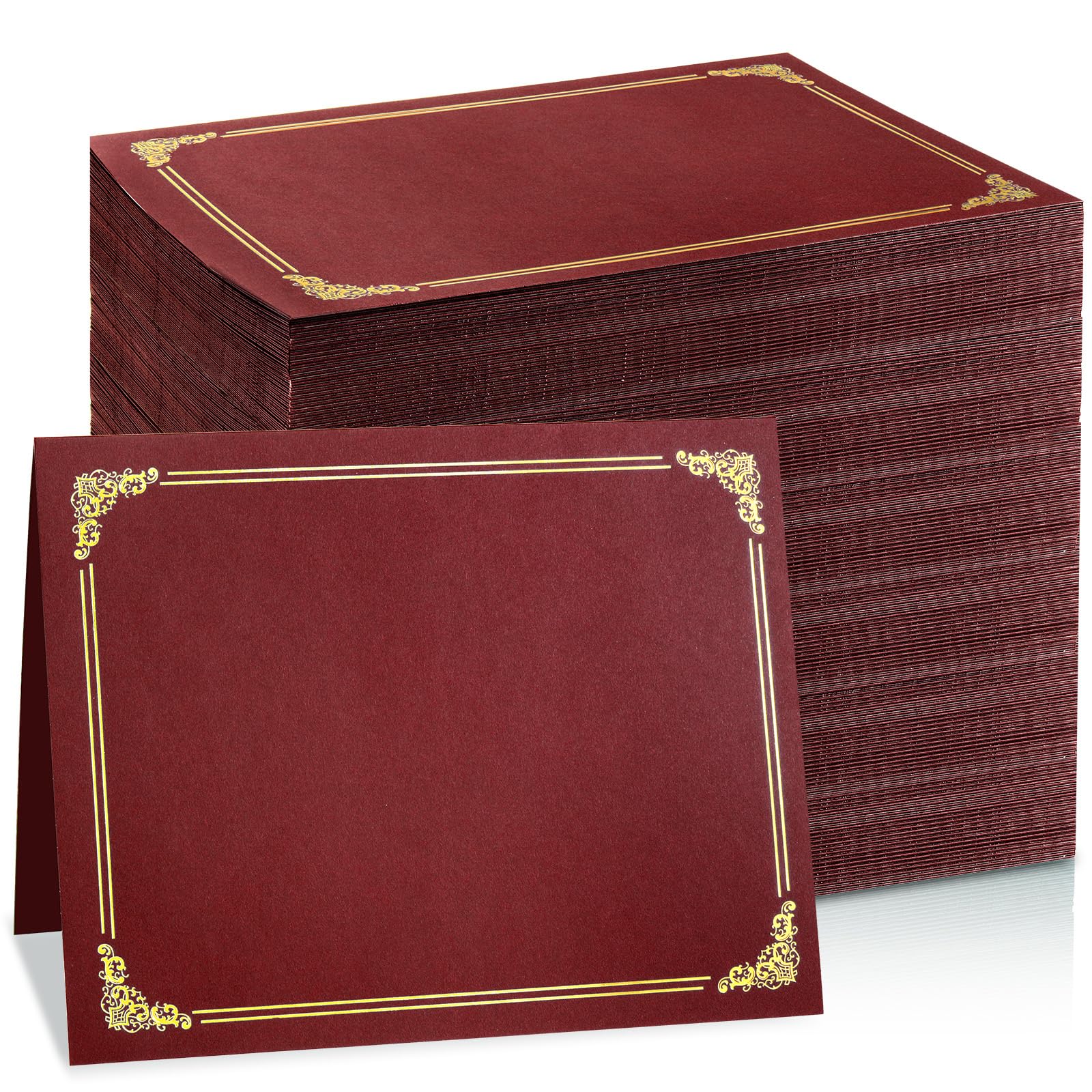 gisgfim 100Pcs Certificate Holders Diploma Covers Single Sided Gold Foil Border Award Certificate Covers for Letter Size 8.5x11 Certificates Cardstock