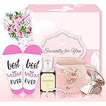 妈妈生日礼物、妈妈母亲节礼物、早日康复礼物篮、妻子、奶奶、女儿、朋友的自理礼物、12 盎司陶瓷杯女性生日快乐礼物、手链