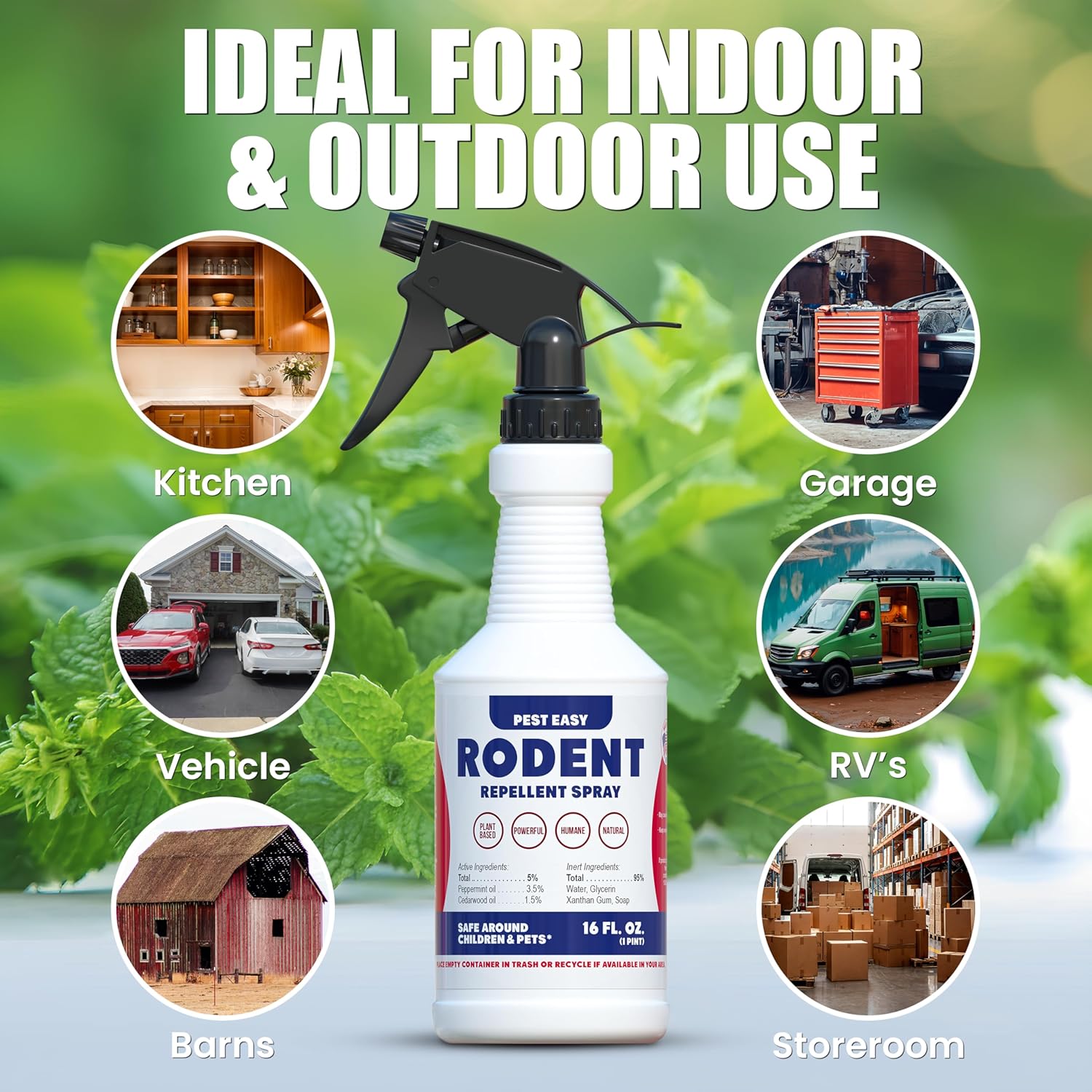 Peppermint Oil Spray for Rodents - Rodent Repellent Spray for Mice & Rats, Plant-Based Extra Strong Formula, Indoor & Outdoor Use, by Pest Easy, 16 oz - Image 3