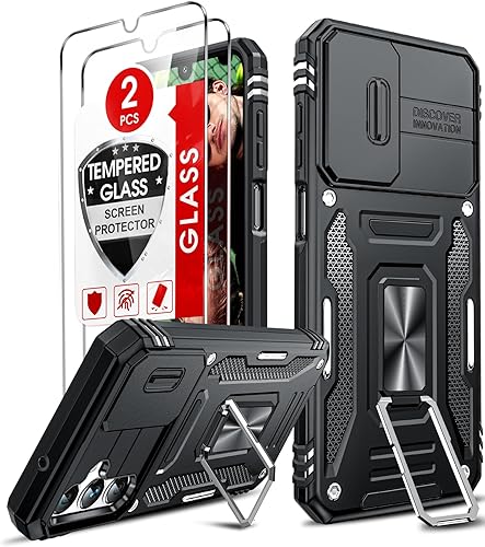 Miniatura 1 de LeYi Funda para teléfono Galaxy A14 5G, funda para Samsung A14 con 2 protectores de pantalla, resistente a prueba de golpes, con cubierta deslizante