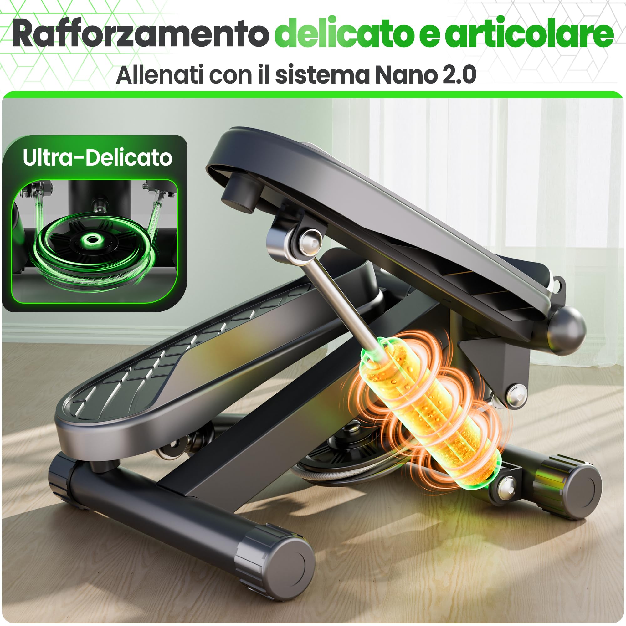 Ultrasport Mini Stepper Fitness Casa con Display LCD Multifunzione e Fasce di Resistenza I Home Stair Step
