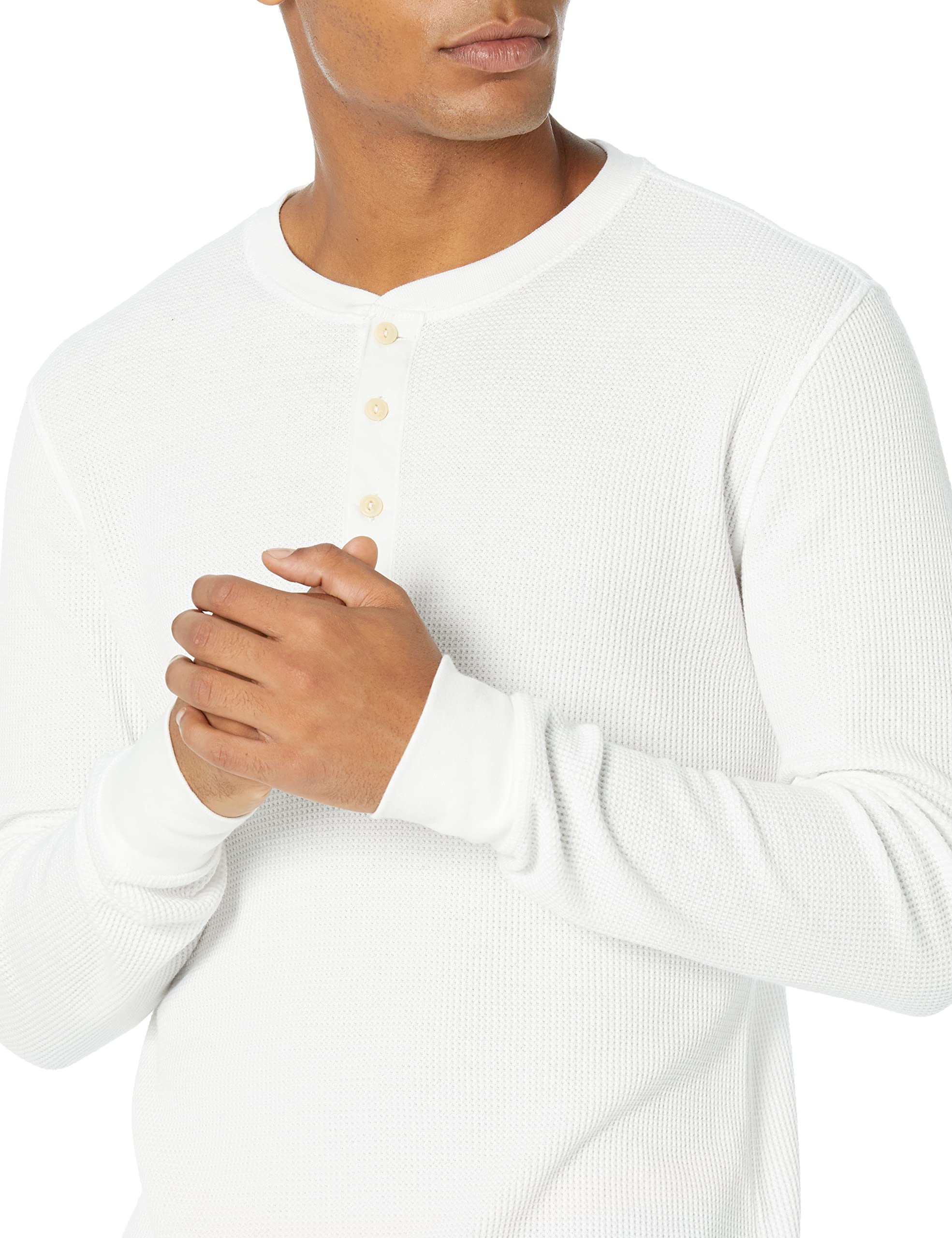 Amazon Essentials Long Sleeve Waffle Henley Shirts for Men, Slim-Fit