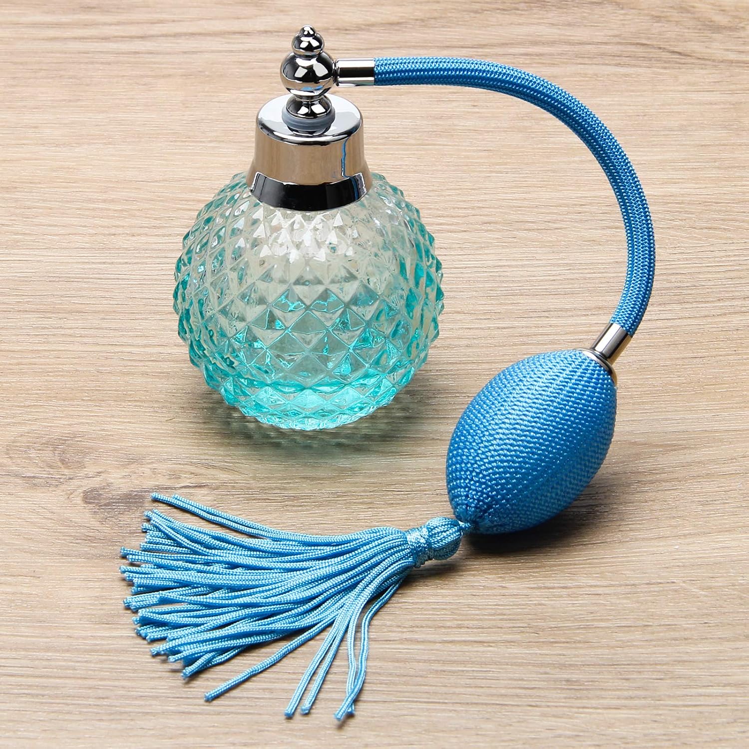 Coolrunner Crystal Art Vintage Style Refillable Perfume Atomizer Long Spray Bottle 100ml (Blue)