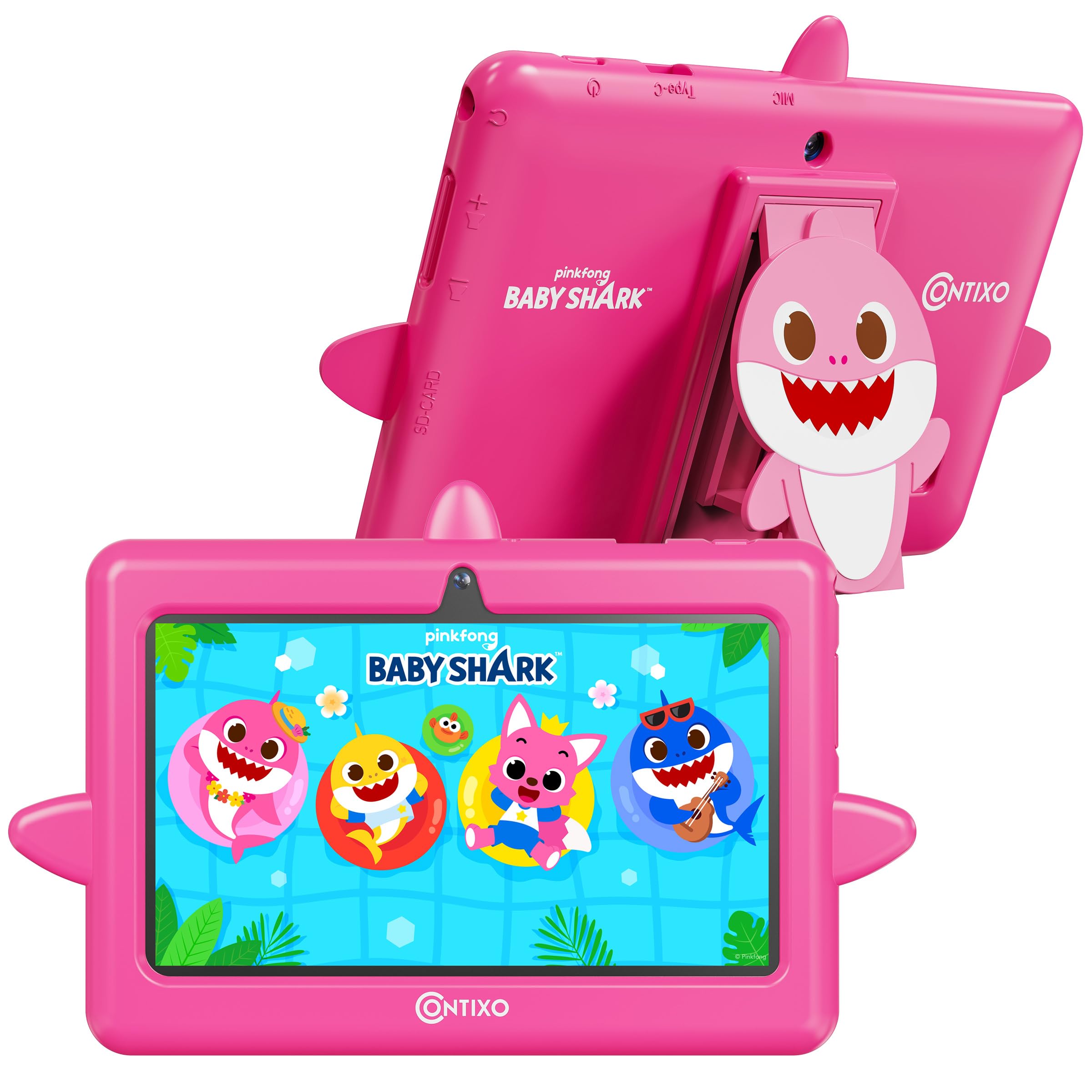 Contixo Pinkfong 7 Inch Kids Tablet, 32GB, Android 16, Pink, Ages 3-12