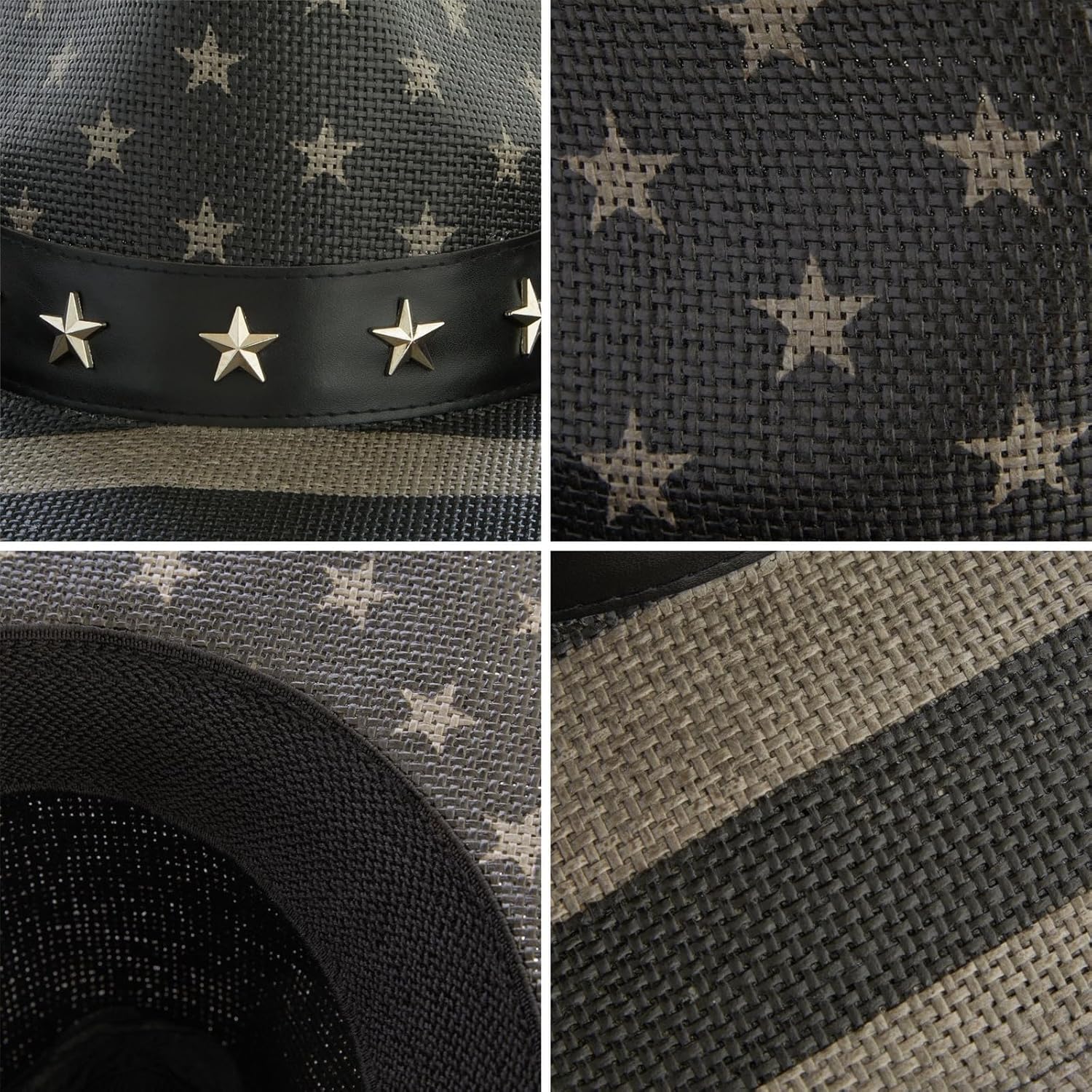 USA Straw American Flag Cowboy Hat for Men, Women, Looks Vintage Cowgirl Hat for Costume Party (Adult Size) - Image 7