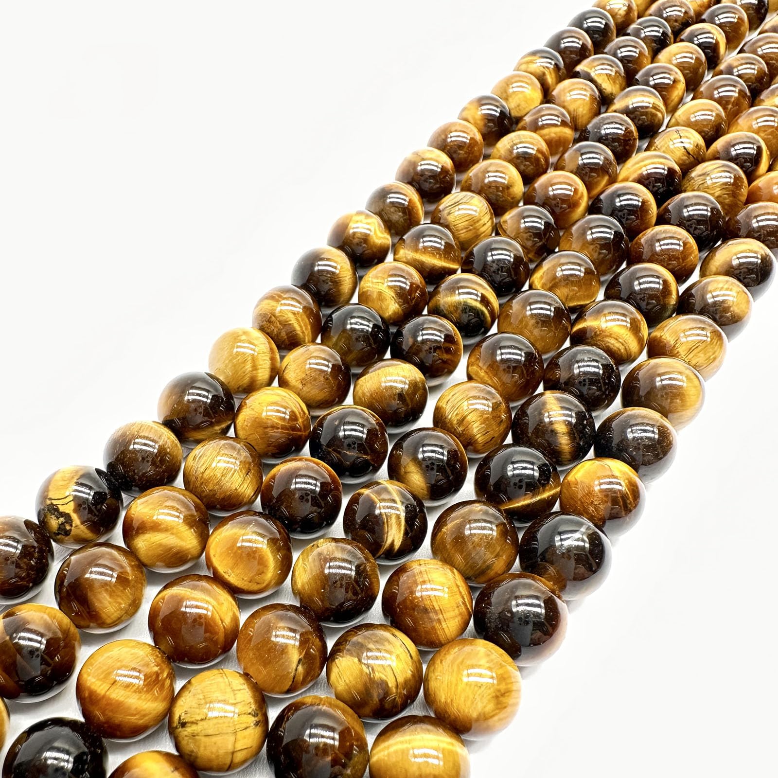 8mm Round Yellow Tiger Eye Natural Stone Beads for Jewellery Making, Gemstone Beads for Crafting (45-50Pcs) — image 1