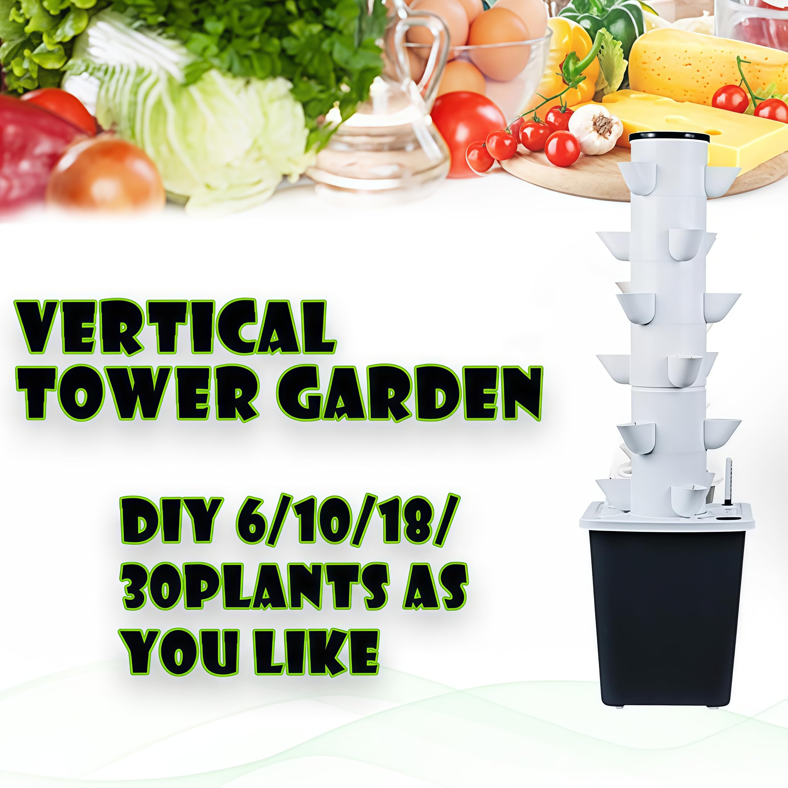 Sistema de cultivo hidropónico de 30 cápsulas para jardín, kit de cultivo hidropónico para hierbas, frutas y verduras, temporizador para hierbas, frutas y verduras con bomba hidratante, adaptador