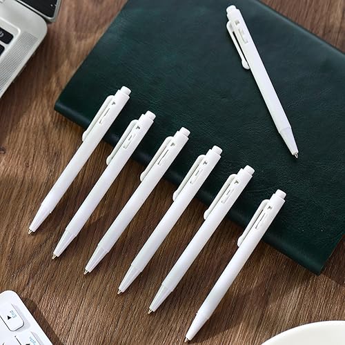 Miniatura 4 de Geyoga 200 mini bolígrafos blancos de 4 pulgadas, a granel, punta fina, pequeños retráctiles, tinta negra, con clip para cuaderno, escuela, oficina