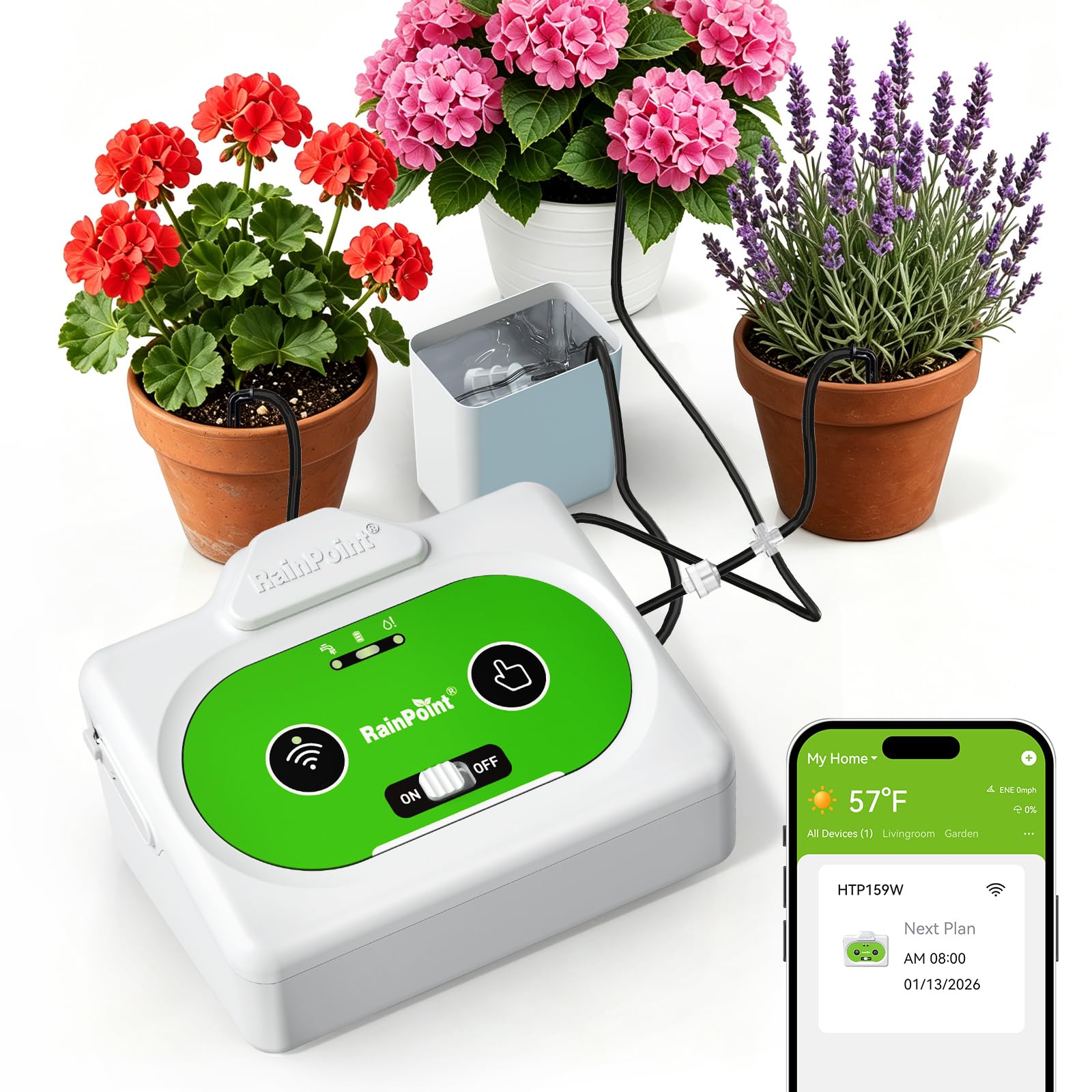RAINPOINT Arrosage Automatique Interieur WiFi, Contrôle à Distance via APP, Arroseur Automatique pour Plantes d’Intérieur, Arrosage Goutte à Goutte avec Batterie Rechargeable, Jusqu’à 15 Plantes