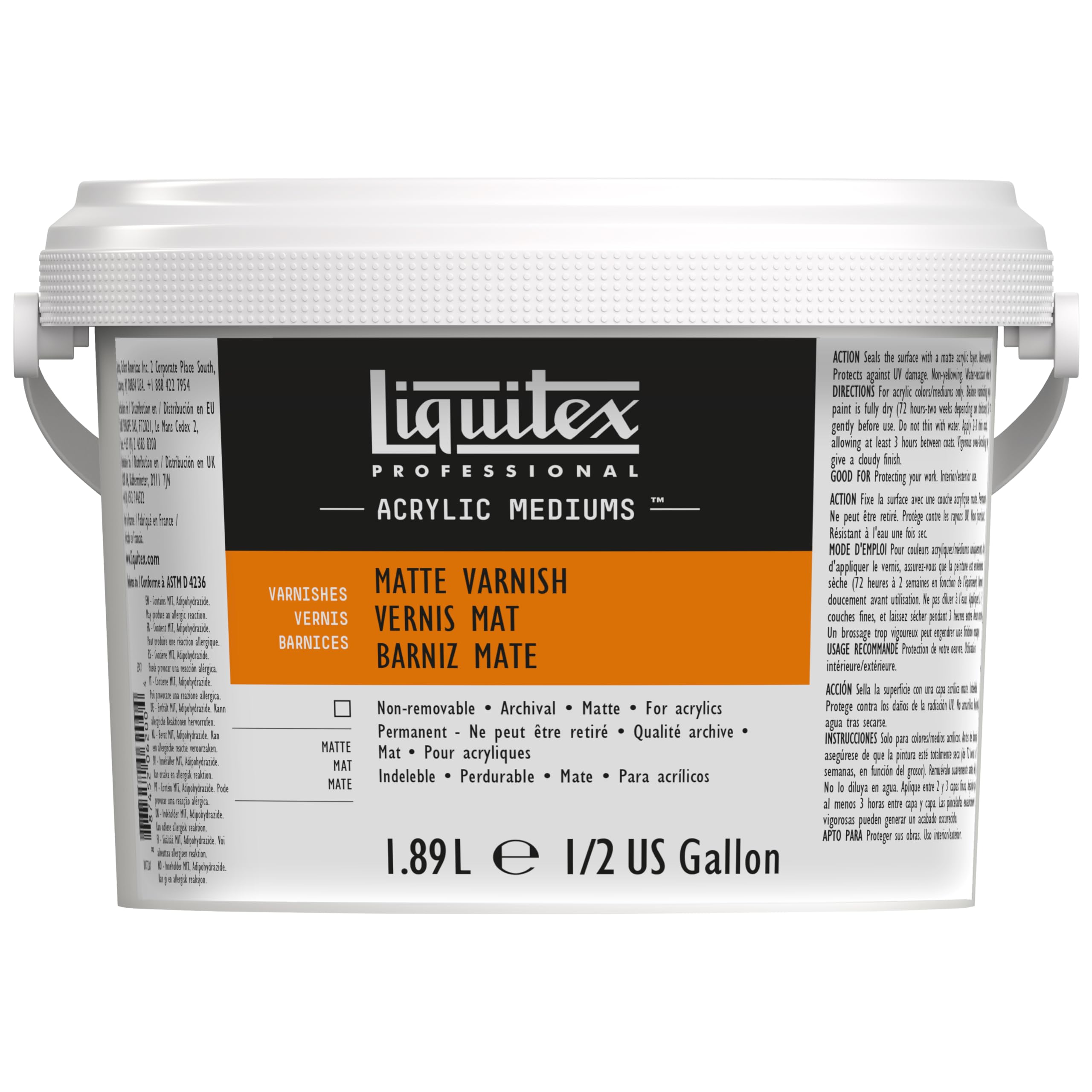 Liquitex 5347 Professional vernice opaca, vernice finale per colori acrilici - superficie semiopaca, non ingiallente, resistente all'invecchiamento, ad asciugatura rapida - bottiglia da 1,89 litri